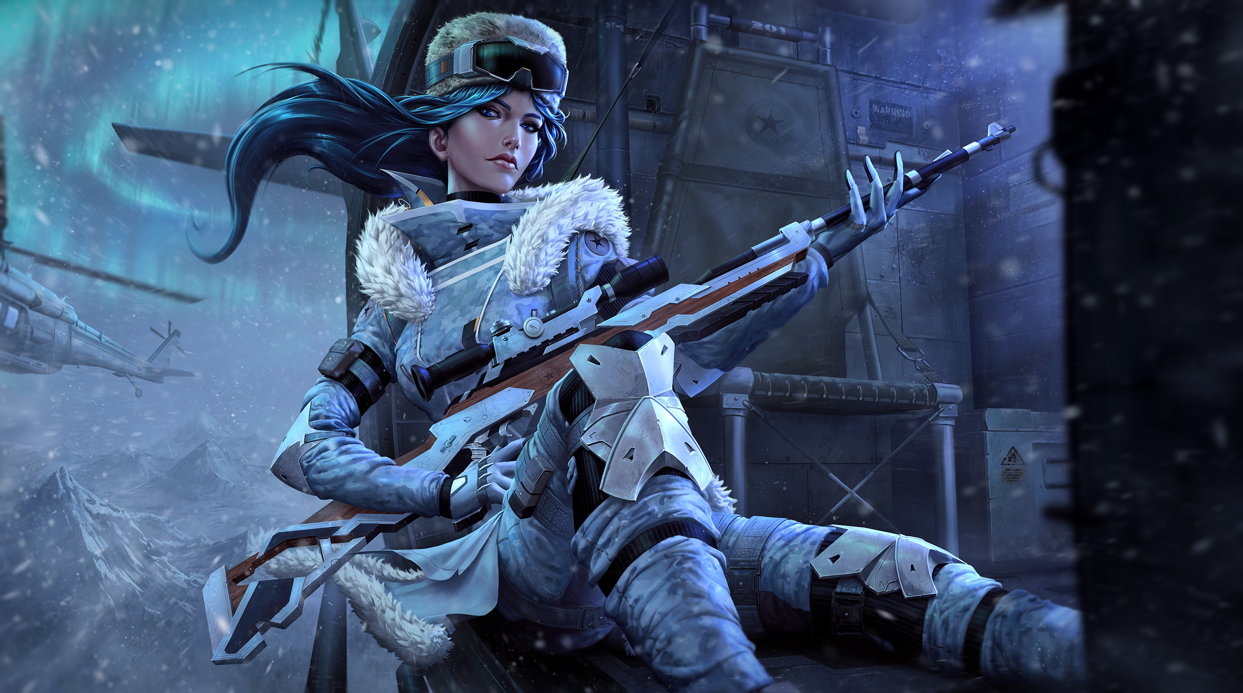 Artstation Arctic Ops Caitlyn League Of Legends Fan Splash Art Illustration Adrien Gonzalez