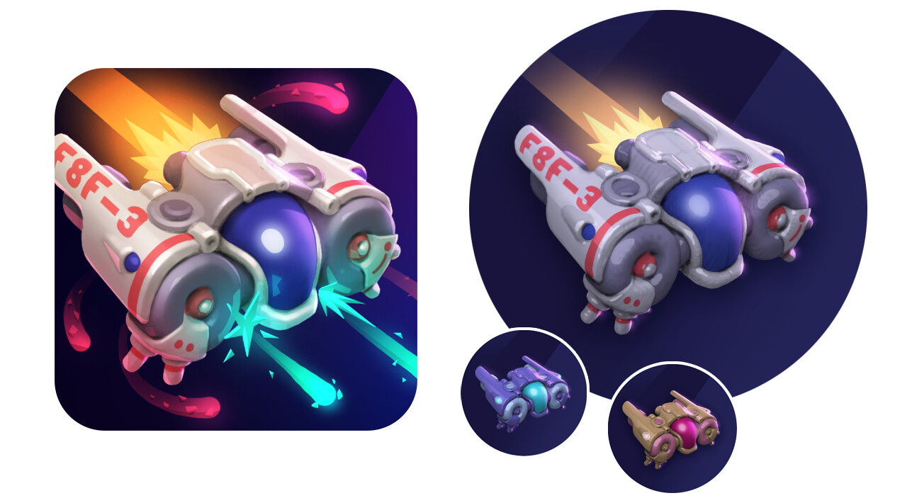 I also made a playstore icon for the game using a player ship concept sketch