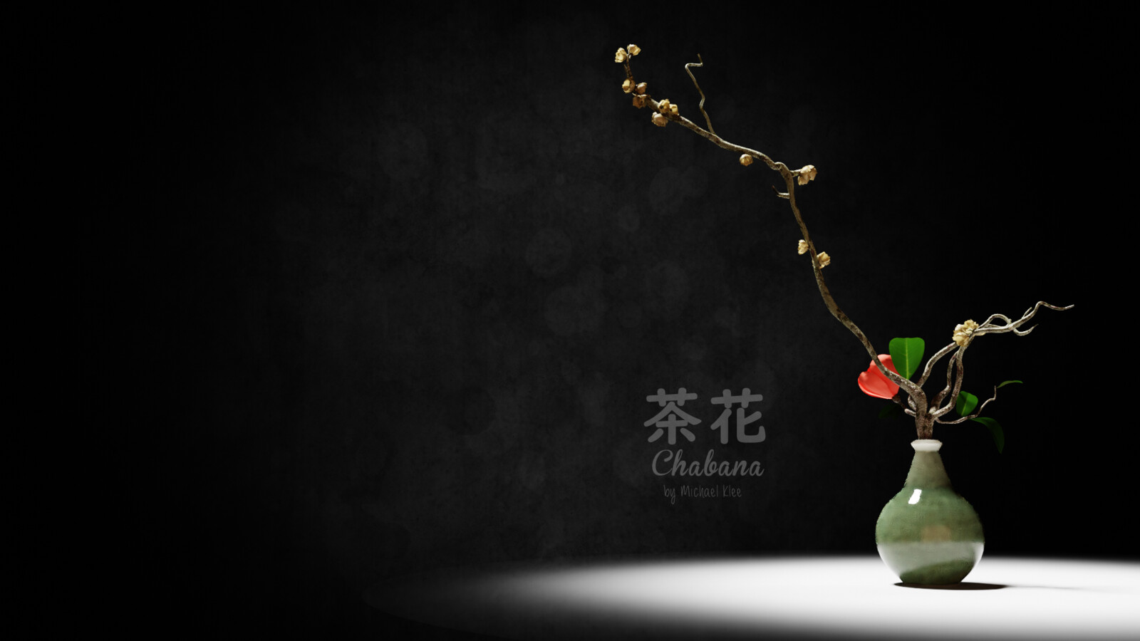 Chabana 茶花 Japanese Flower Art living at bark
