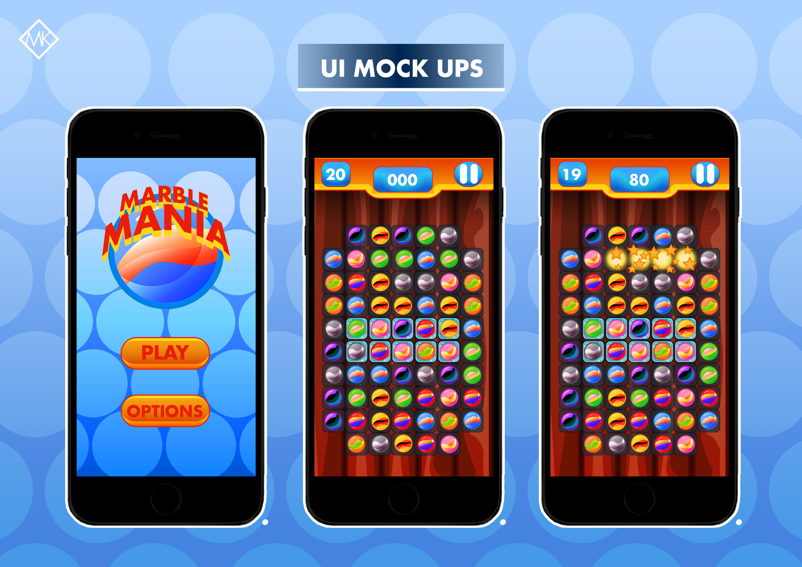 Marble Mania UI Mockups 1