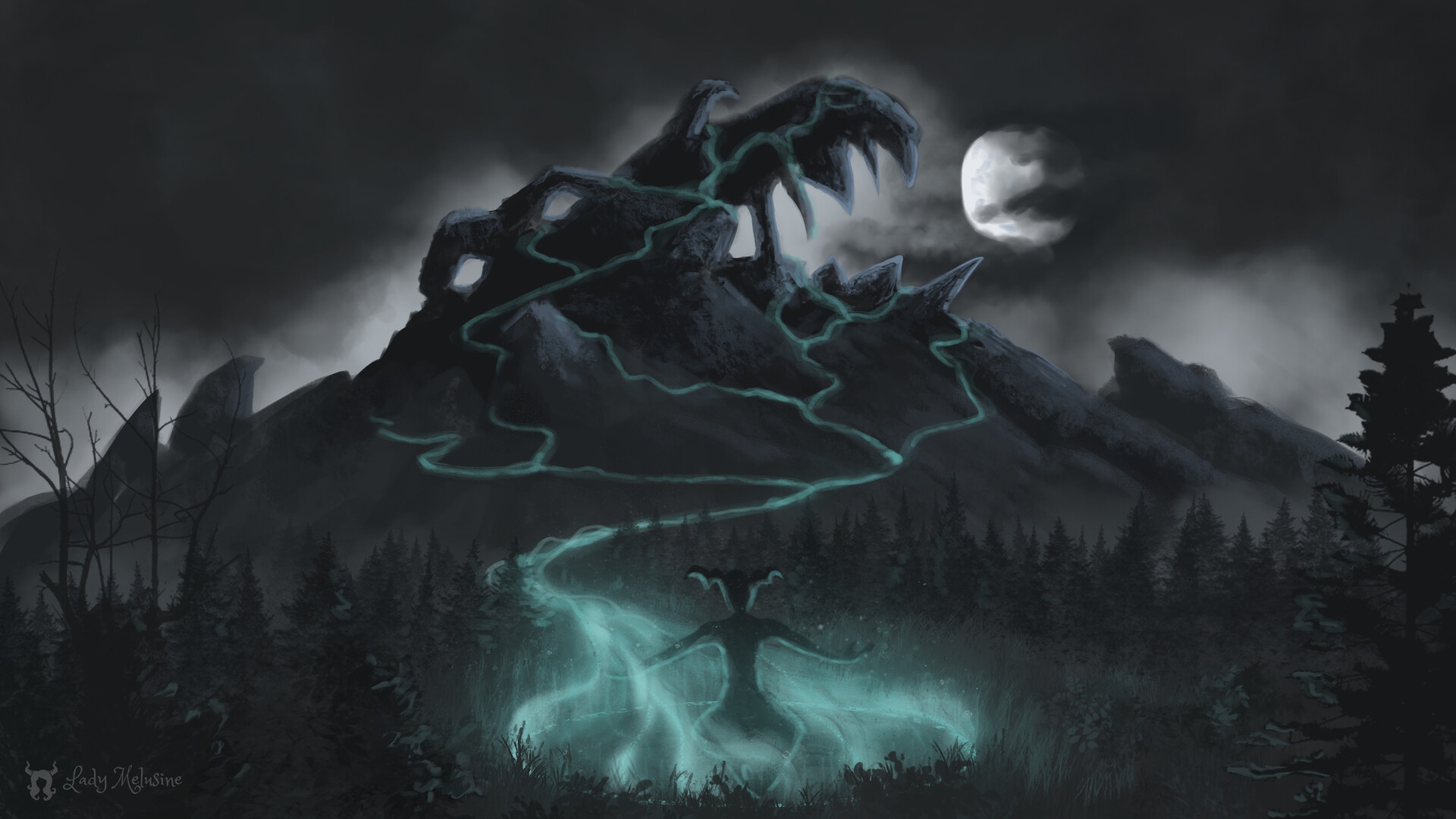 Artstation Speed Painting Creepy Mountain Carole Battarel