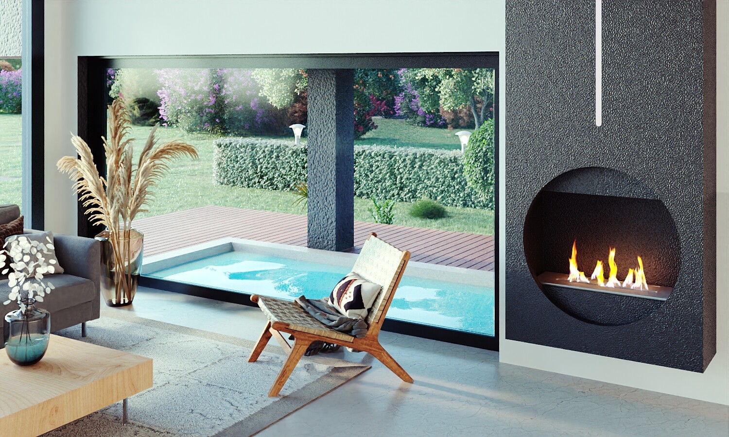Villa Interior Design (view to pool)