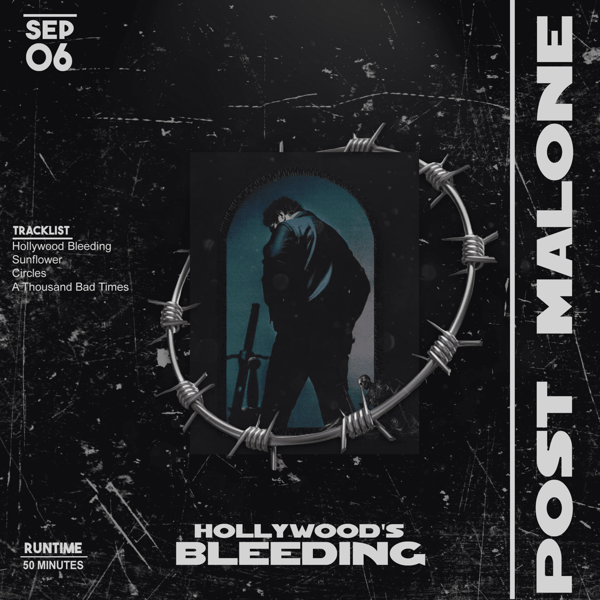 Artstation Post Malone Hollywood S Bleeding Concept Art Cover Poster Sharjeel Khan
