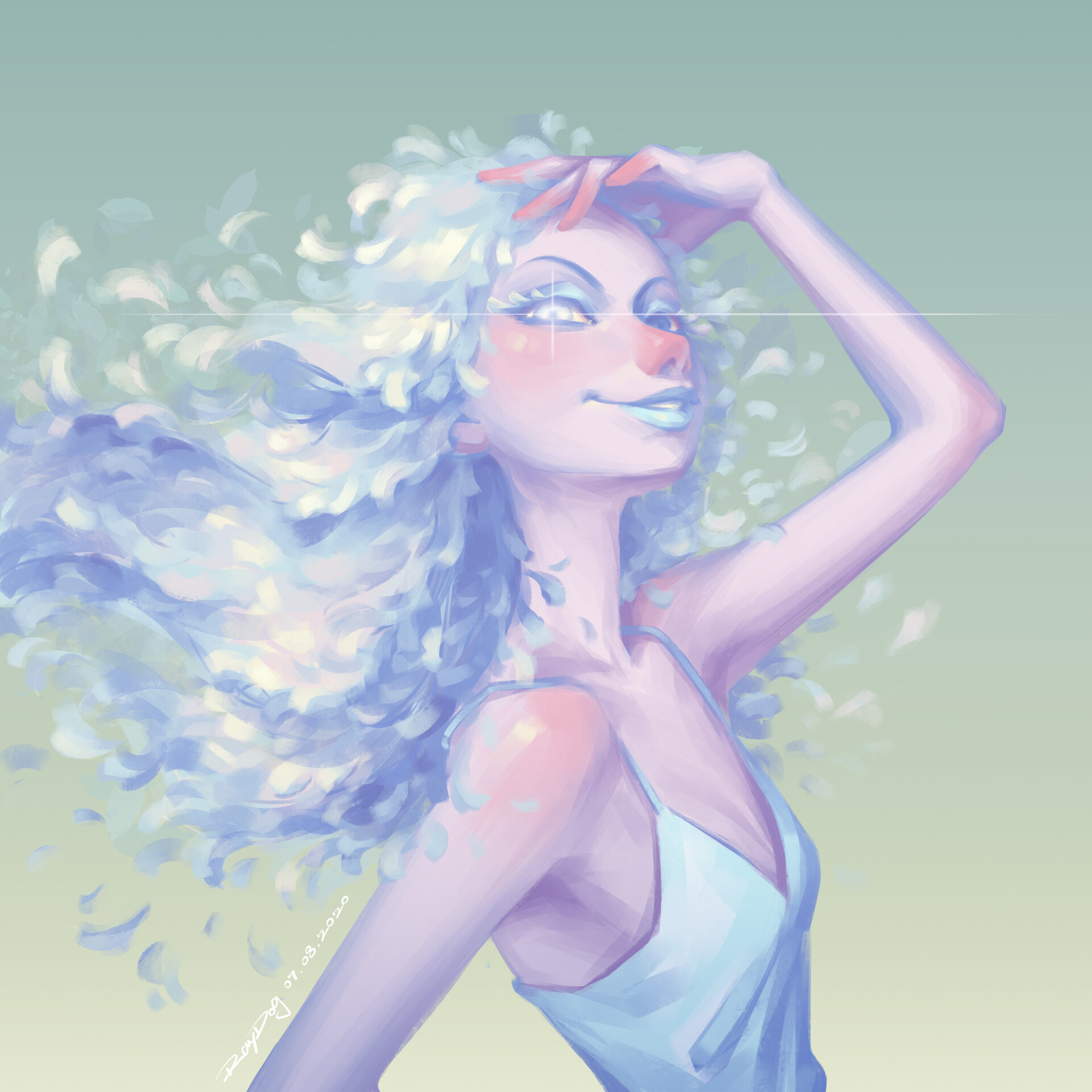Feathered hair drawing sale