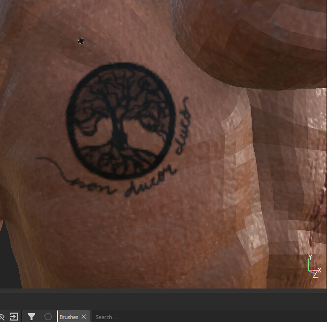 detail for the tattoo (which I also researched for) - textured with Substance Painter
