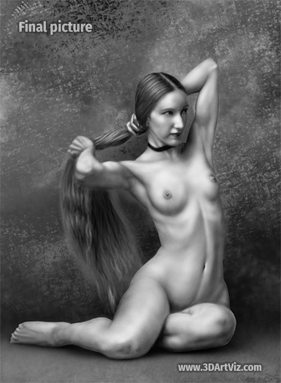 Digital painting techniques applied to a nude study.