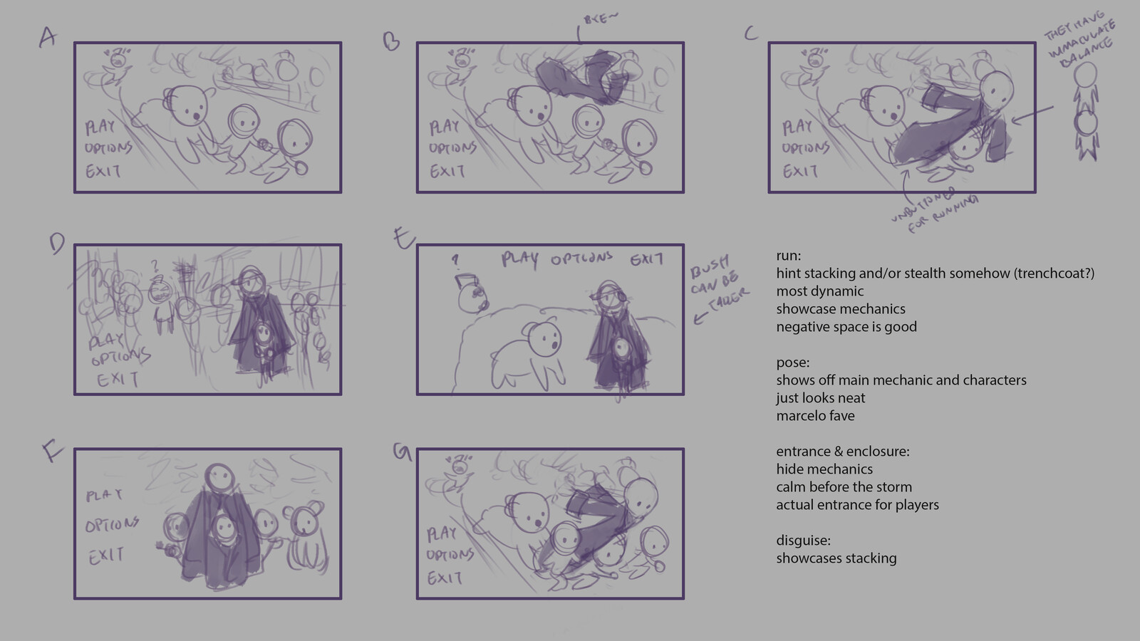 Refined thumbnail sketches after receiving feedback