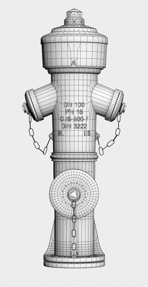 Fire Hydrant Wireframe Render