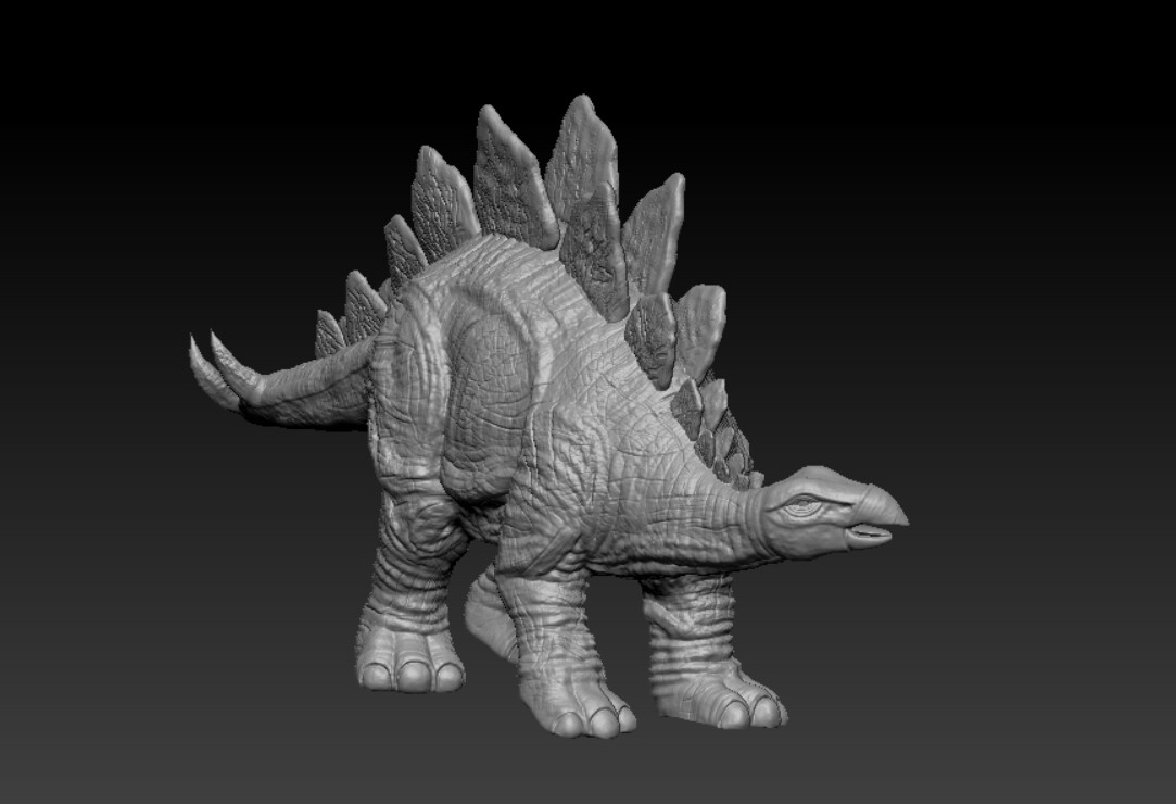 This stegosaur dino 3D model is a digital sculpture made with Z-brush. I emphasized on the little details such as the reptile skin-like texture to create a realistic look, and it was made to be as close as the actual stegosaur as possible, to the bits.