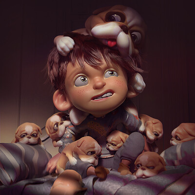 Kid & Puppies 