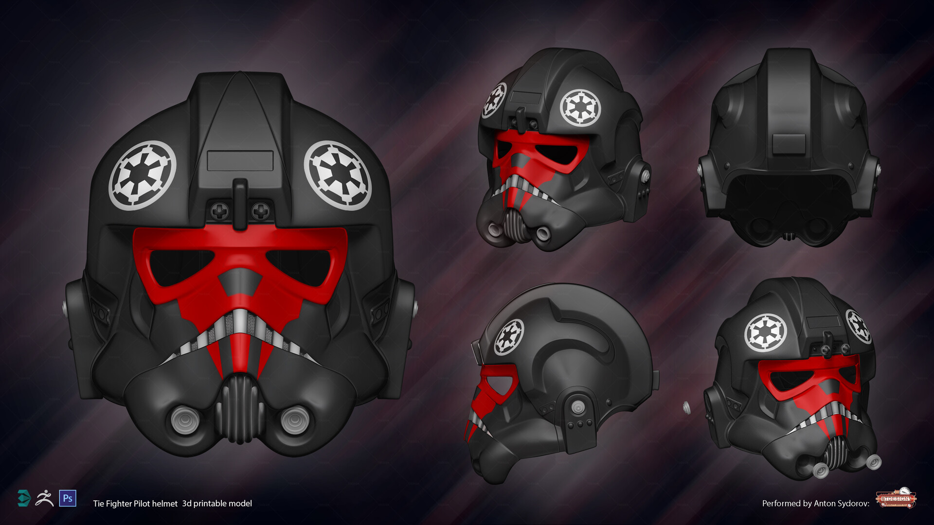 ArtStation Tie Fighter Pilot helmet 3d printable model
