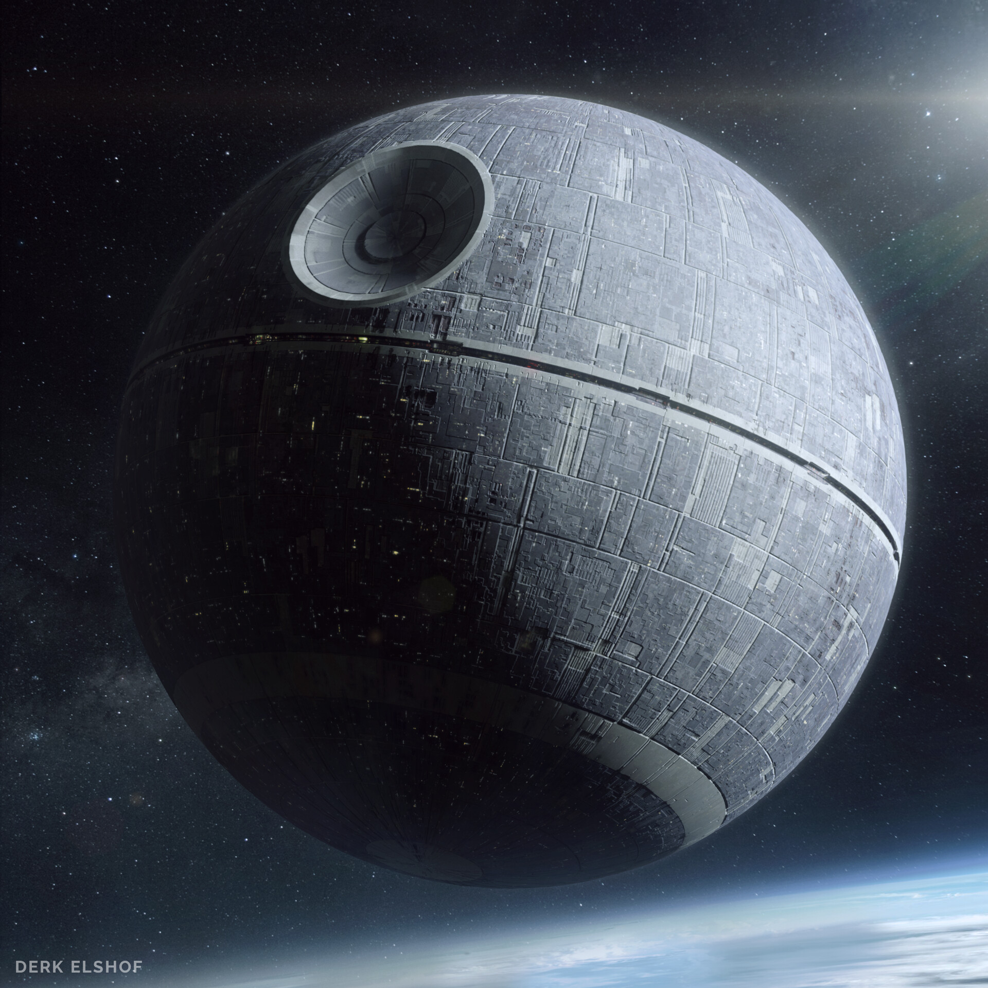 Artstation Death Star Derk Elshof Amusingly, the original death star plans, seen in attack of the clones, depict the focusing dish in the correct, angled position: artstation death star derk elshof