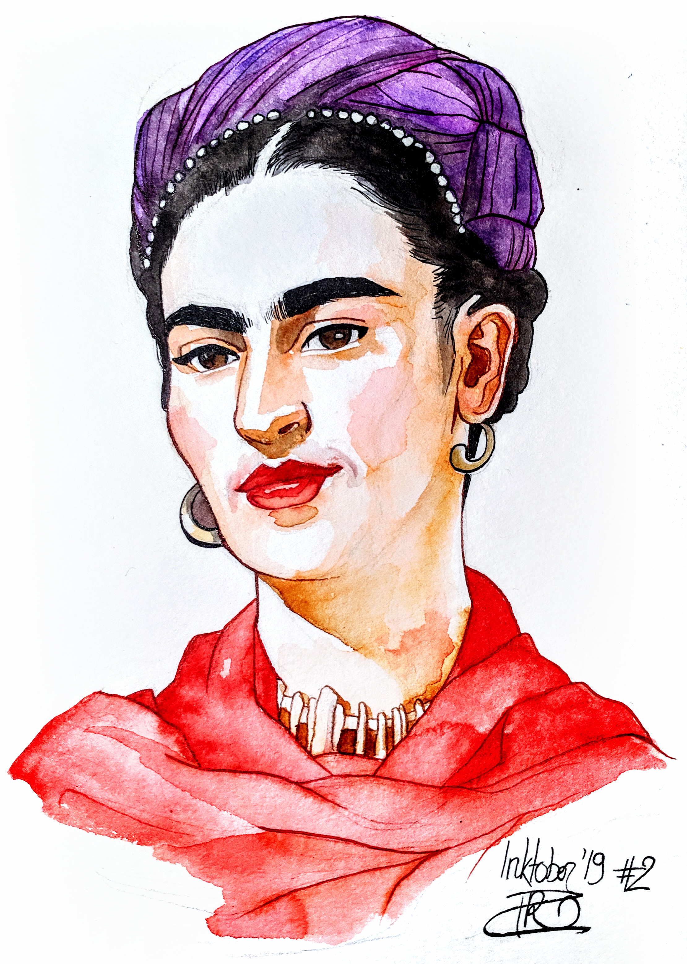 Frida Kahlo - inks and watercolours