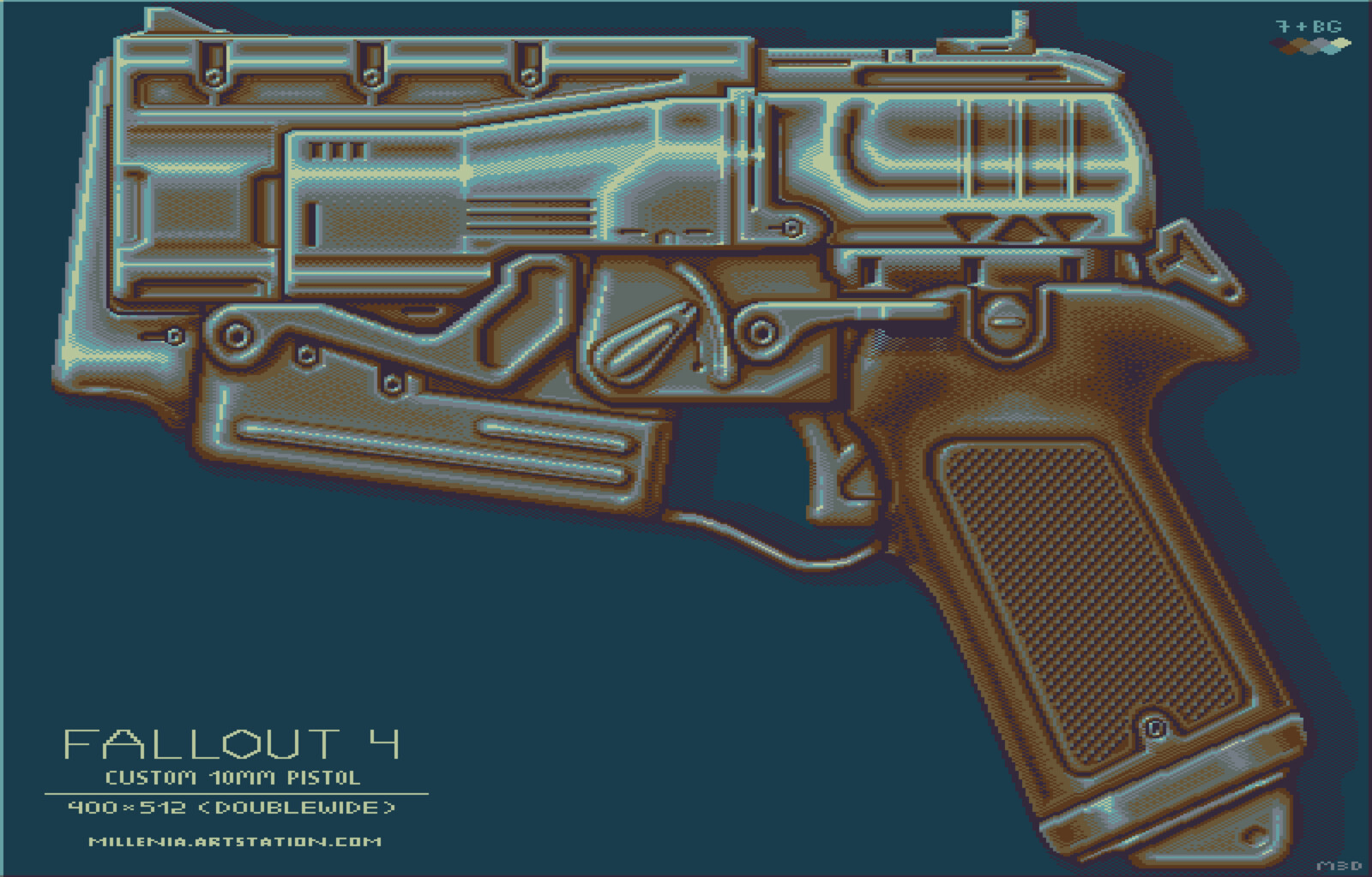 Custom 10mm pistol from Fallout 4, pixel art practice