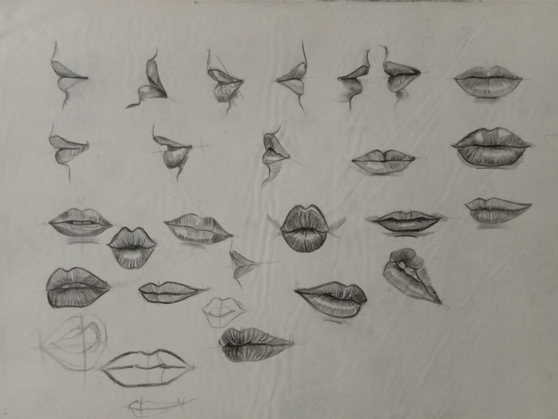 Sketches Of Eyes And Lips