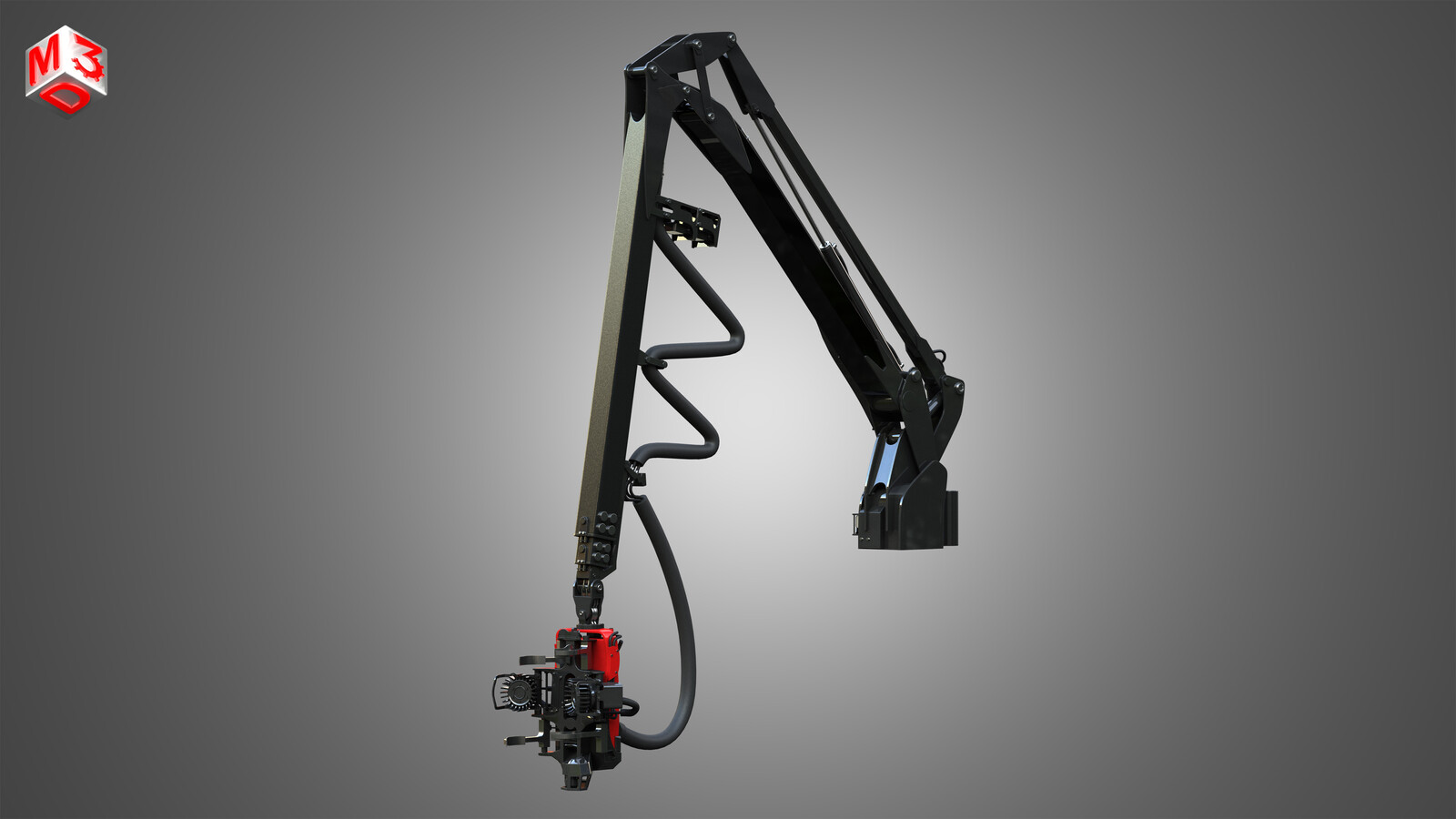 Forwarder Crane Coordinate System with Harvester Head 3D model