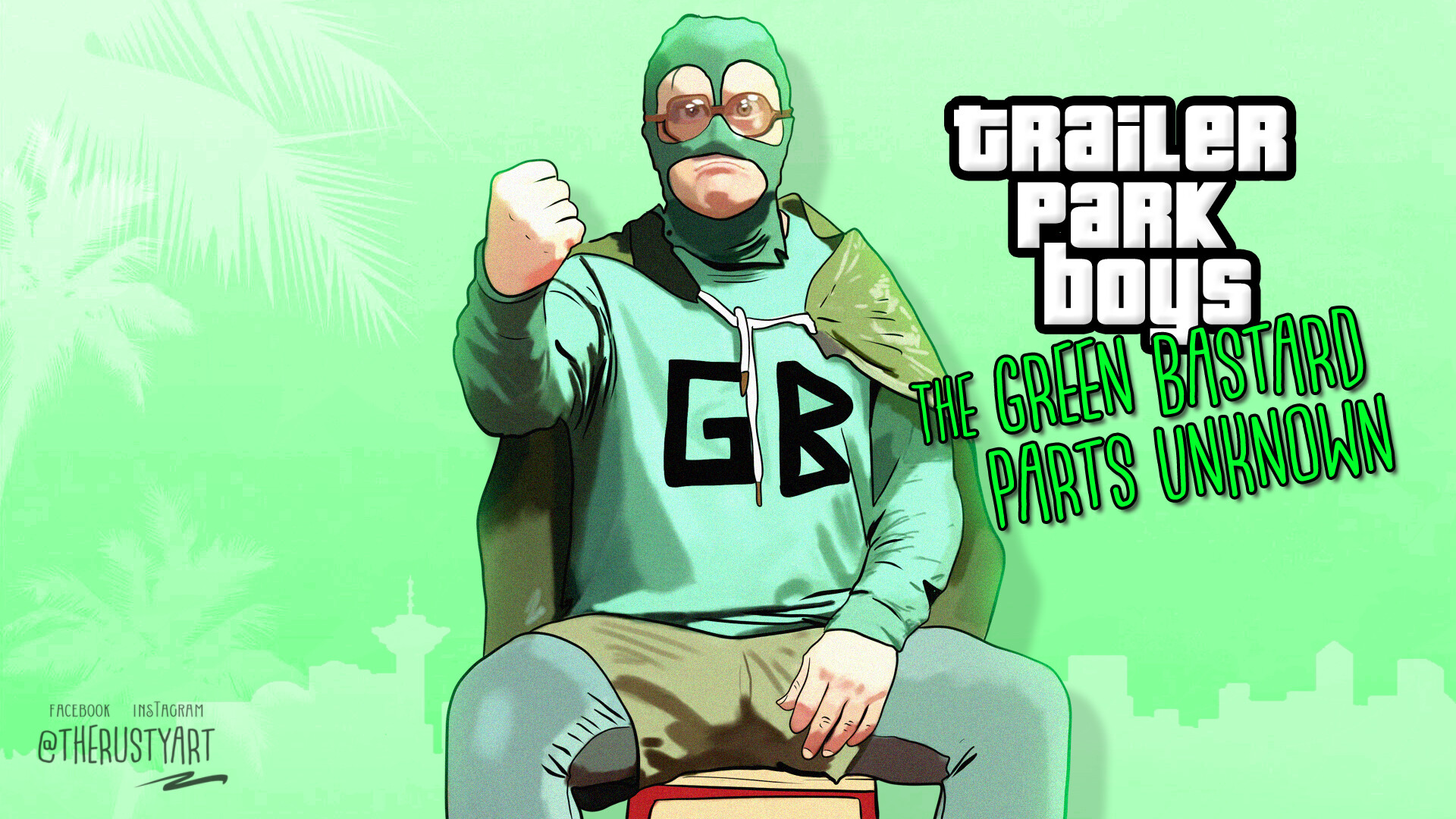 ArtStation Green Bastard Trailer park boys GTA like art design