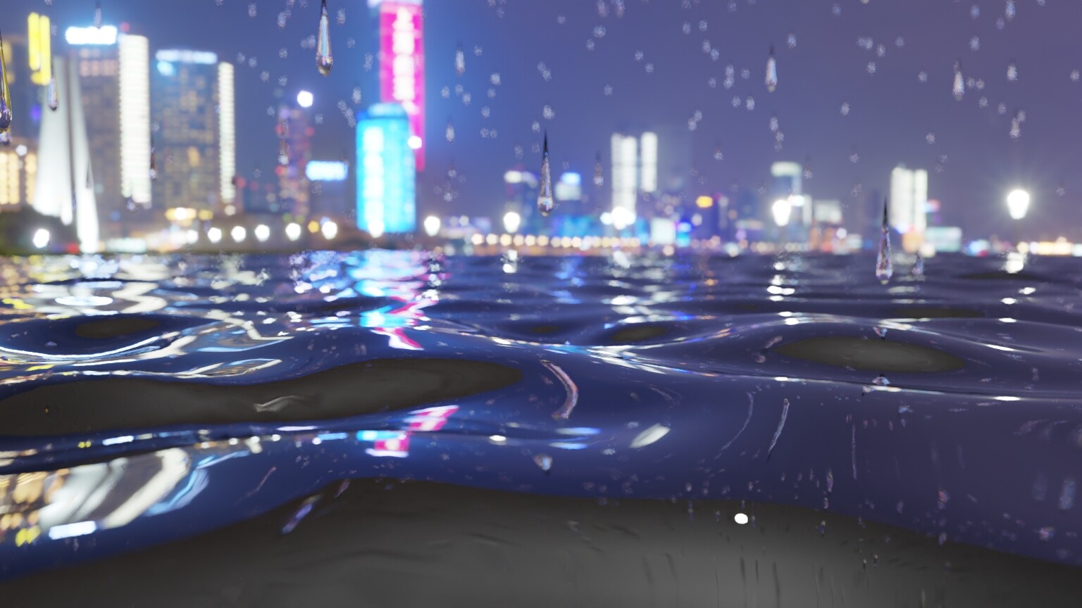 Raining effect on lake