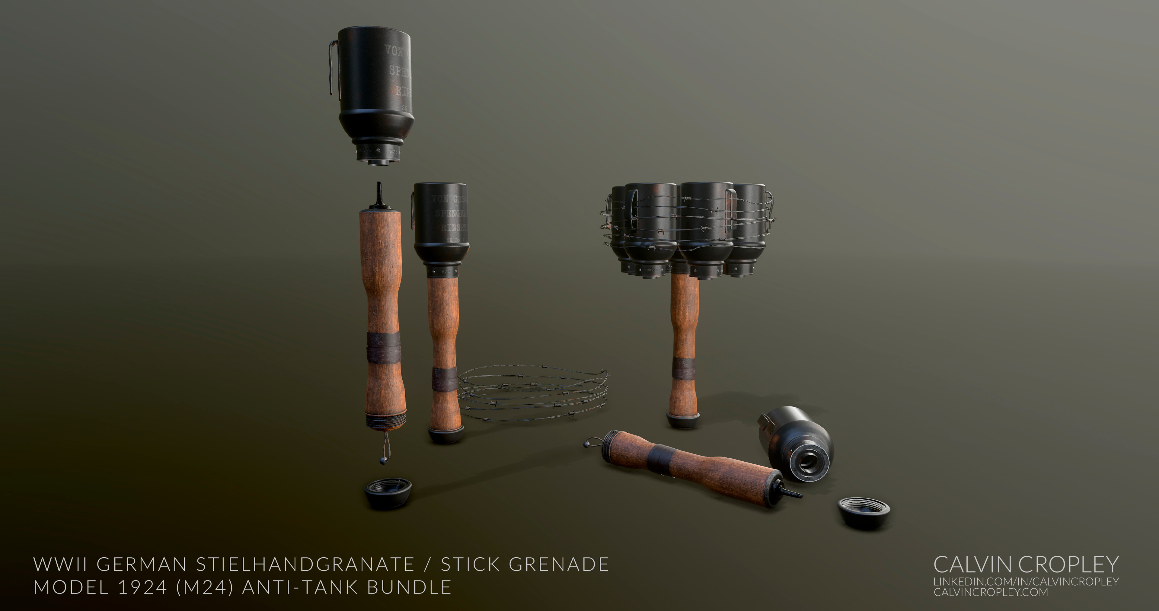 ArtStation - WWII German Stielhandgranate / Stick Grenade Model 1924 (M24)  Anti-tank Bundle
