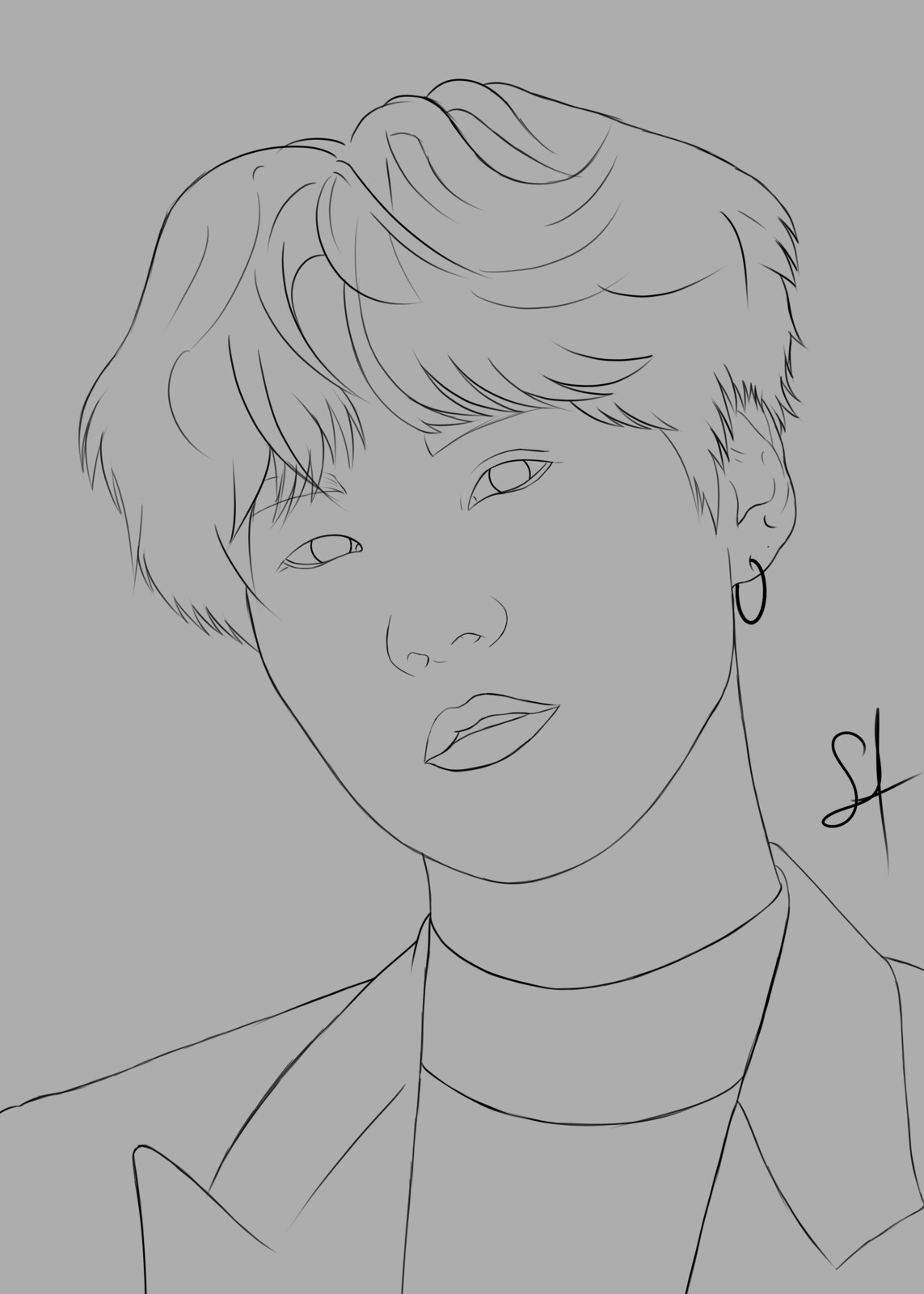 V Taehyung Bts Line Art Drawing Stock Vector (Royalty Free) 2307659797 |  Shutterstock
