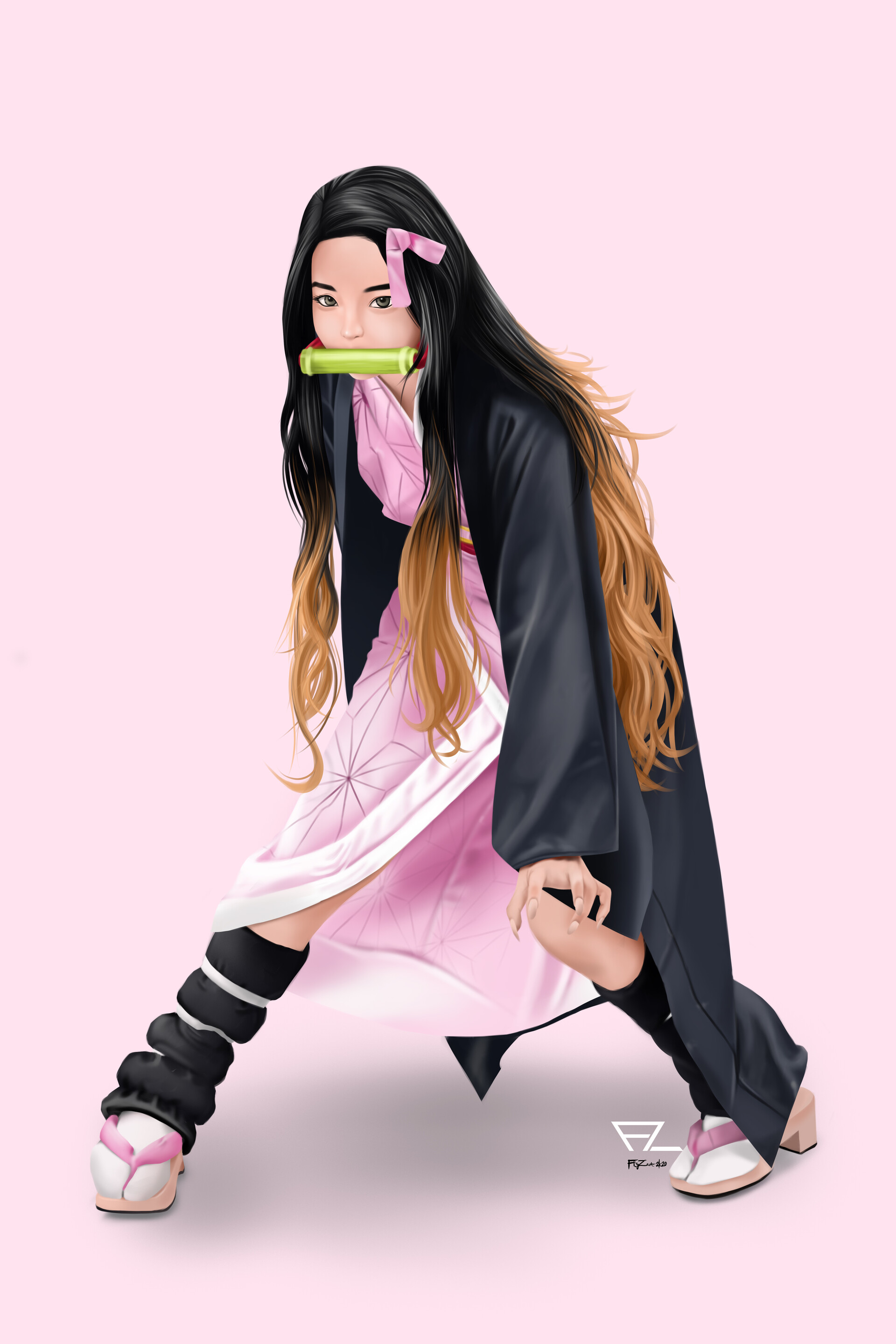 ArtStation - Girl Illustration 13 - Anime Fanart Nezuko Kamado-Kimetsu No  Yaiba