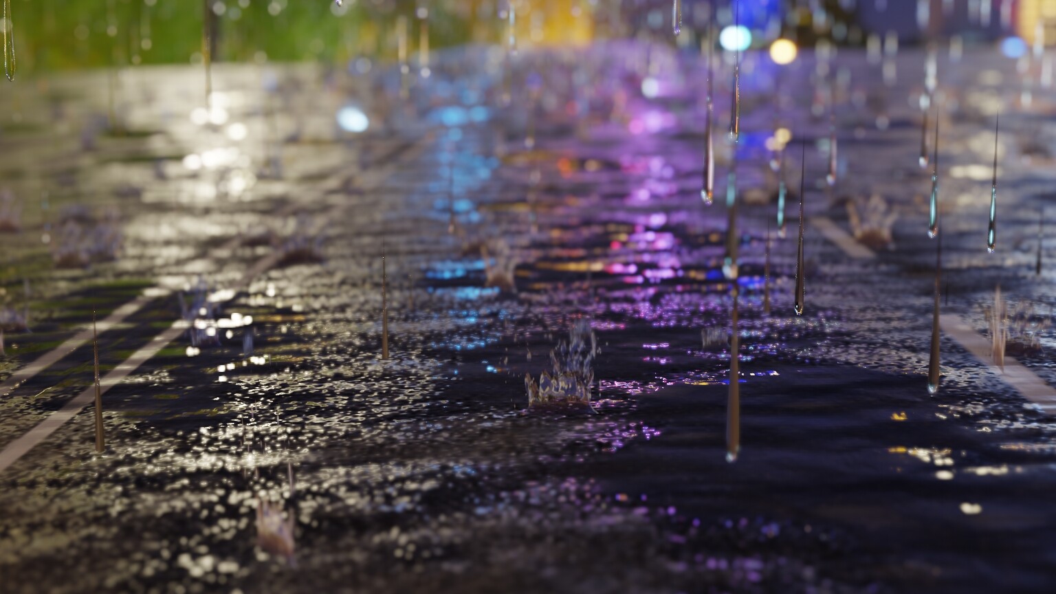 raining in road