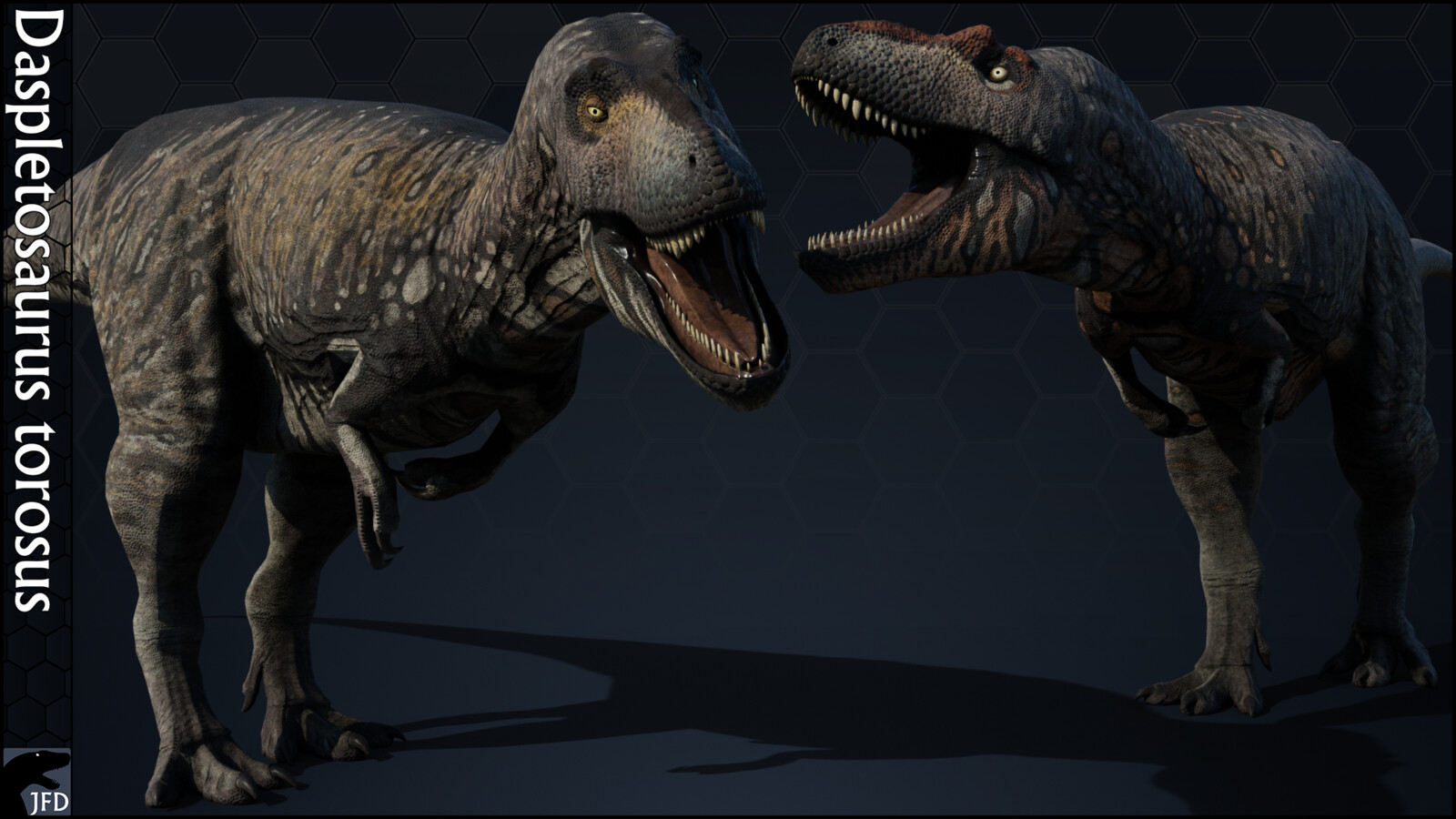 Daspletosaurus torosus female (left) and male (right) render.
