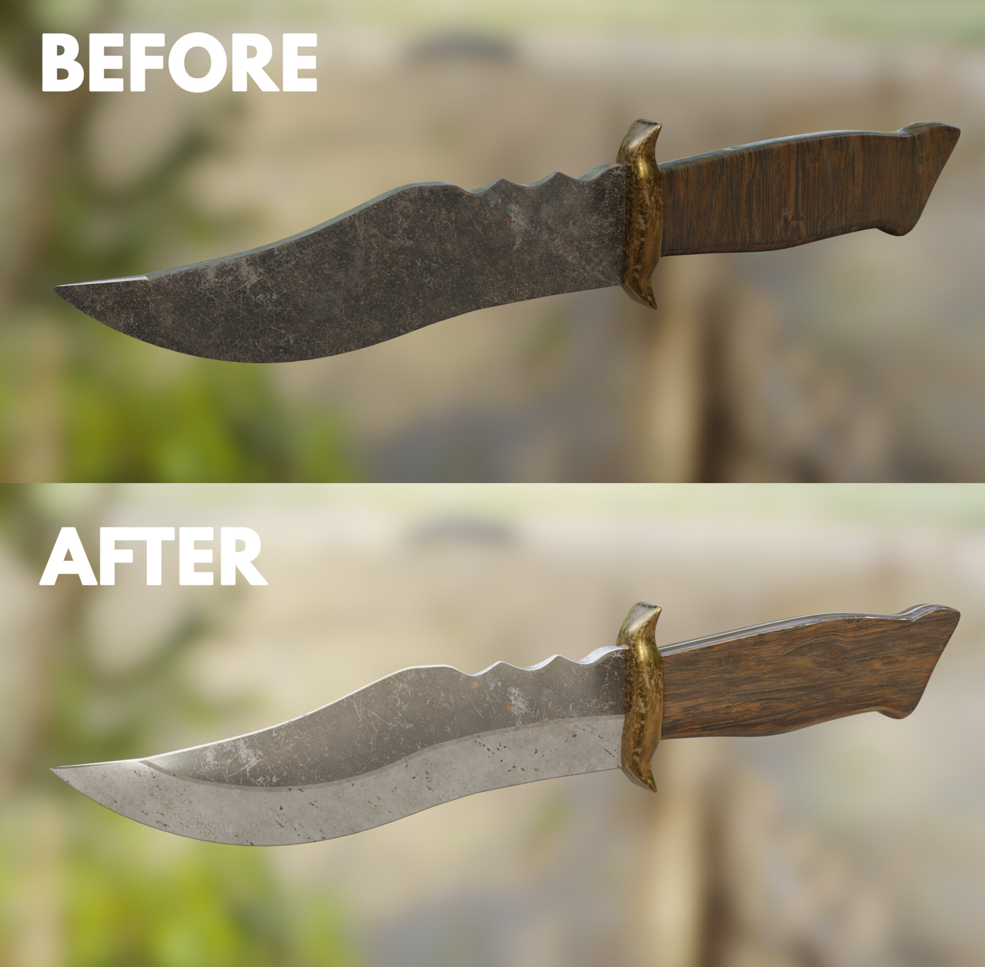 Artstation Old Rusty Knife Project Before And After Reddit Post Blender