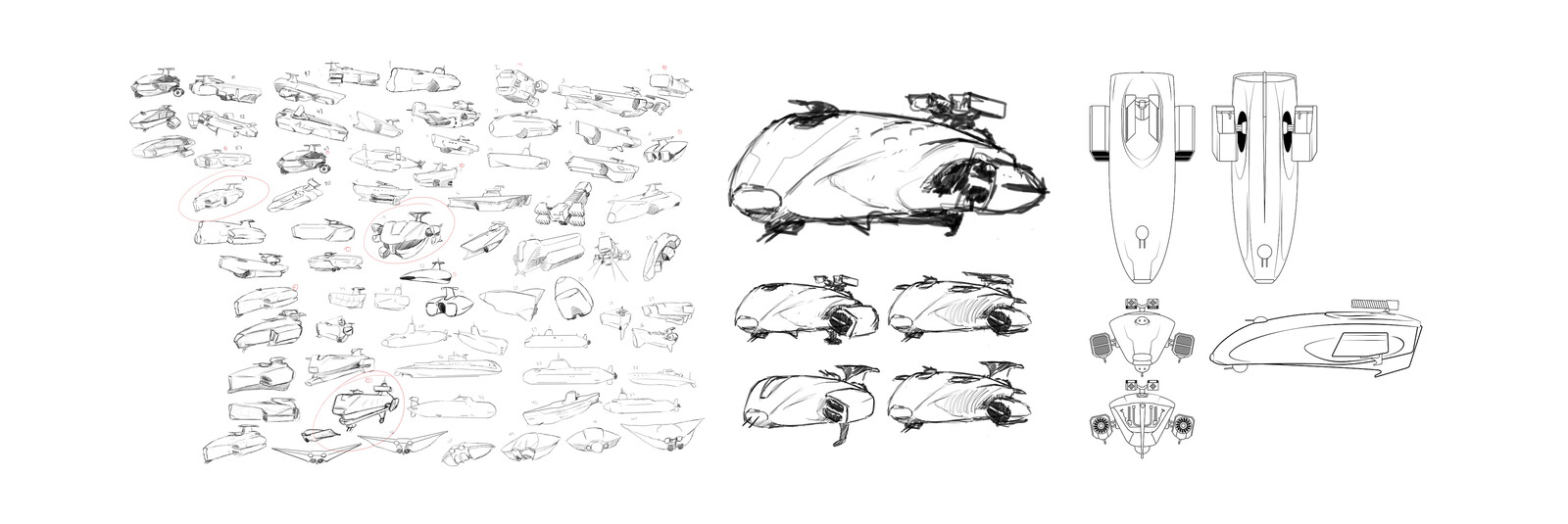 Ship sketches by Andrew Grech