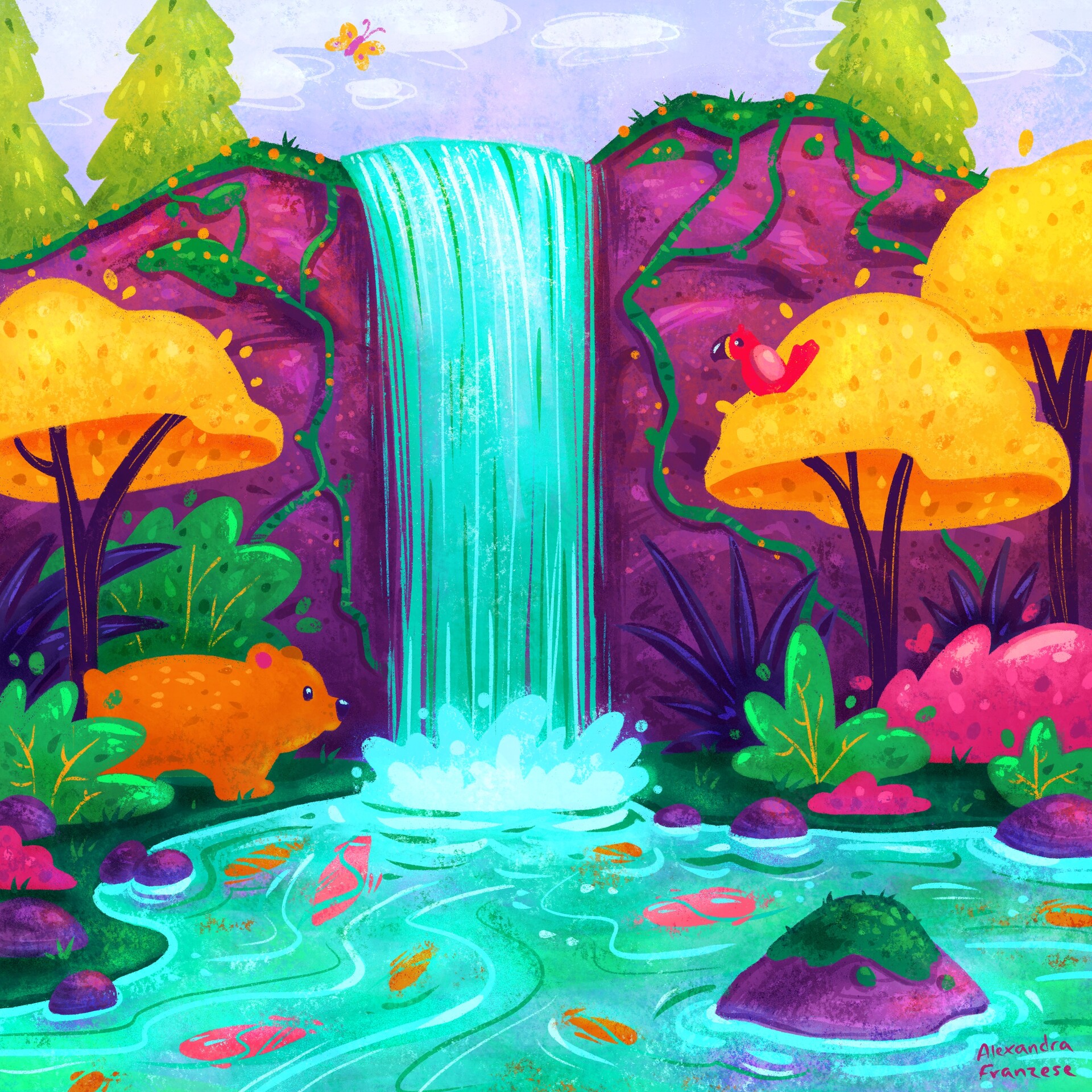 picture Waterfall Illustration whimsical waterfall alexandra franzese