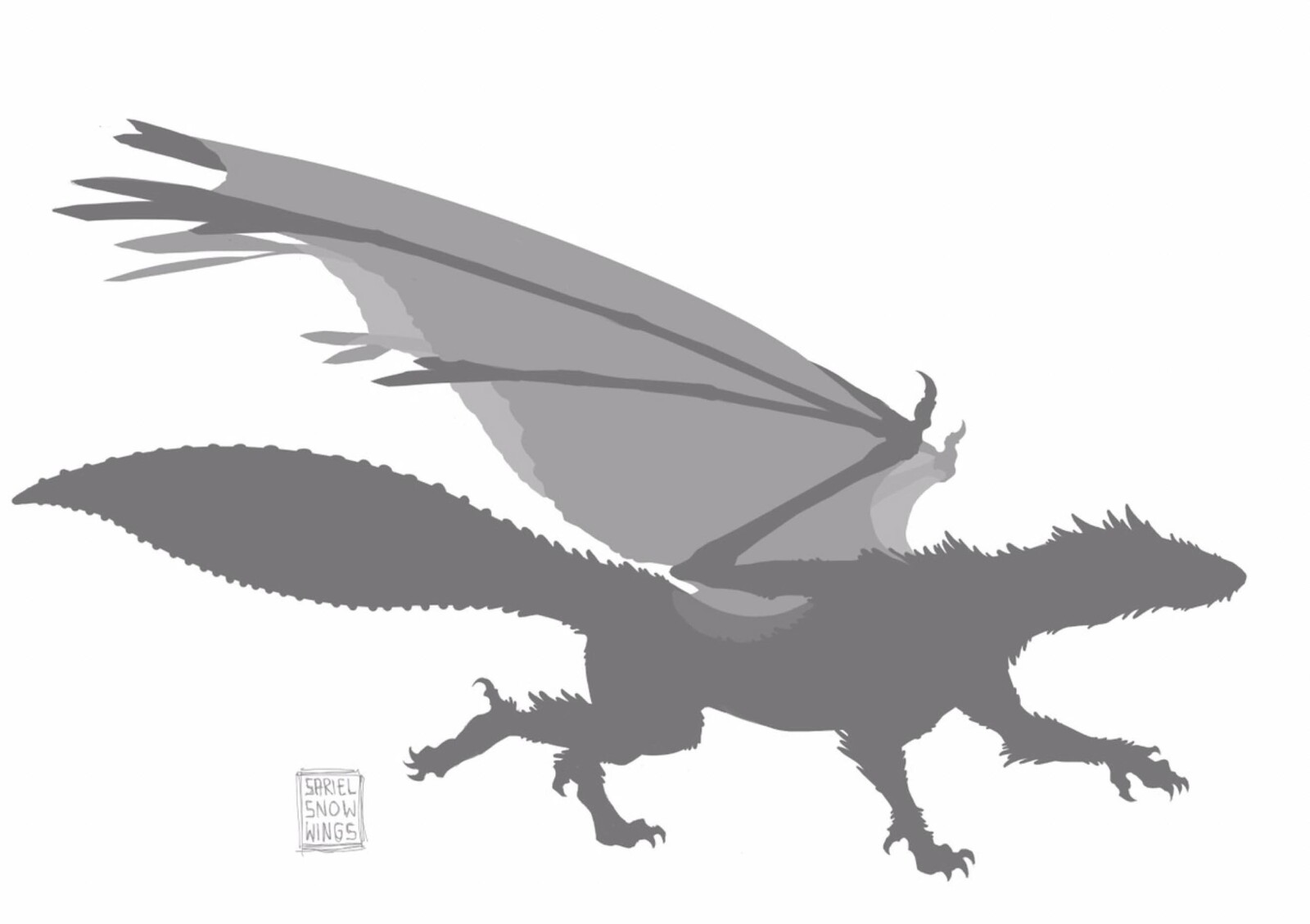 Mixed my favourite ideas from the figure phase into a final silhouette that conveyed a quick and agile demeanour for this particular dragon.