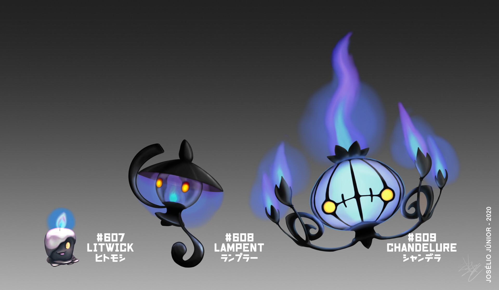 Litwick Lampent And Chandelure Shiny