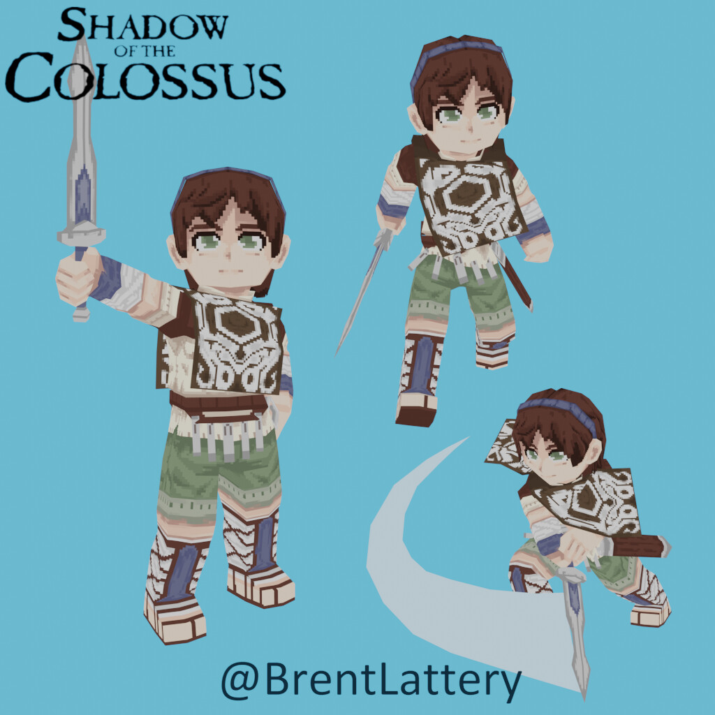 Shadow of the colossus pixel art with gridlines by