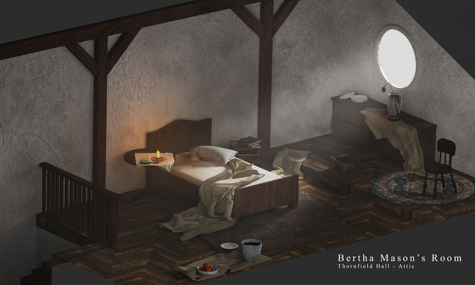 ArtStation Bertha Mason's Room (Thornfield Hall Attic)