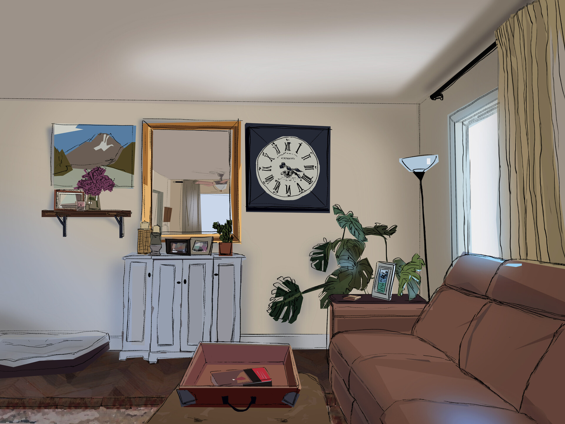 Freelance Illustrator & 3D Artist Living Room Concept