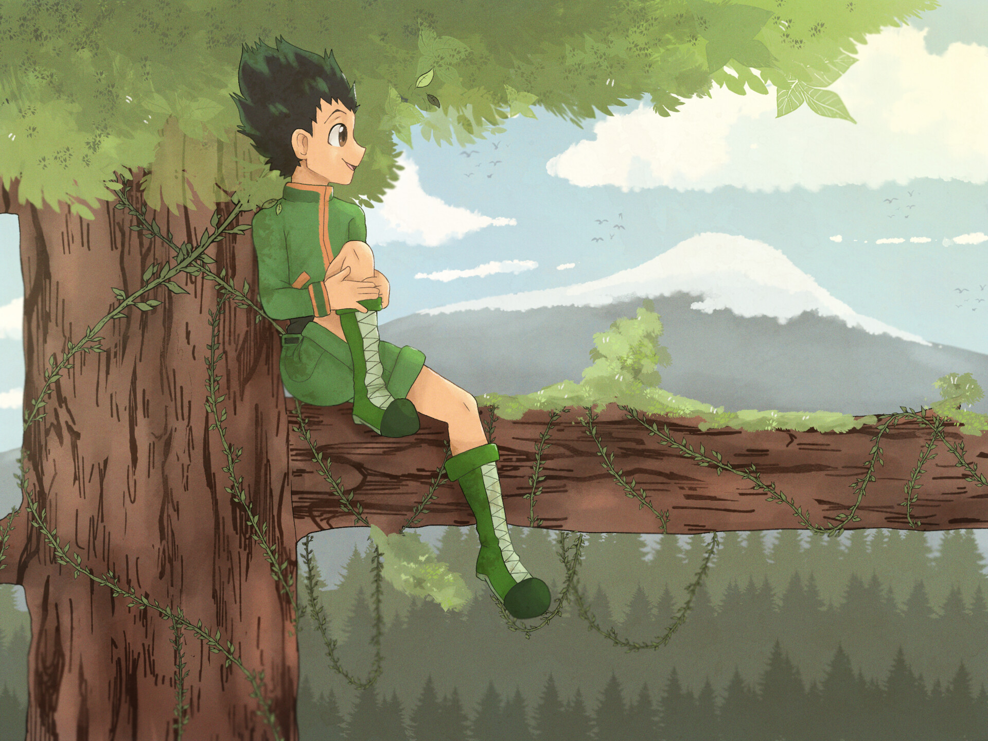 Artstation Gon Freecss Fan Art Chloe Simms #killua zoldyck #gon freecs #hxh #hunter x hunter #killugon #anime #this might not be my fav series ever but it does remind me very much of outdoors and summer #and i miss that at this time #it's been a while since i drew 'em too so #here ya go! artstation gon freecss fan art