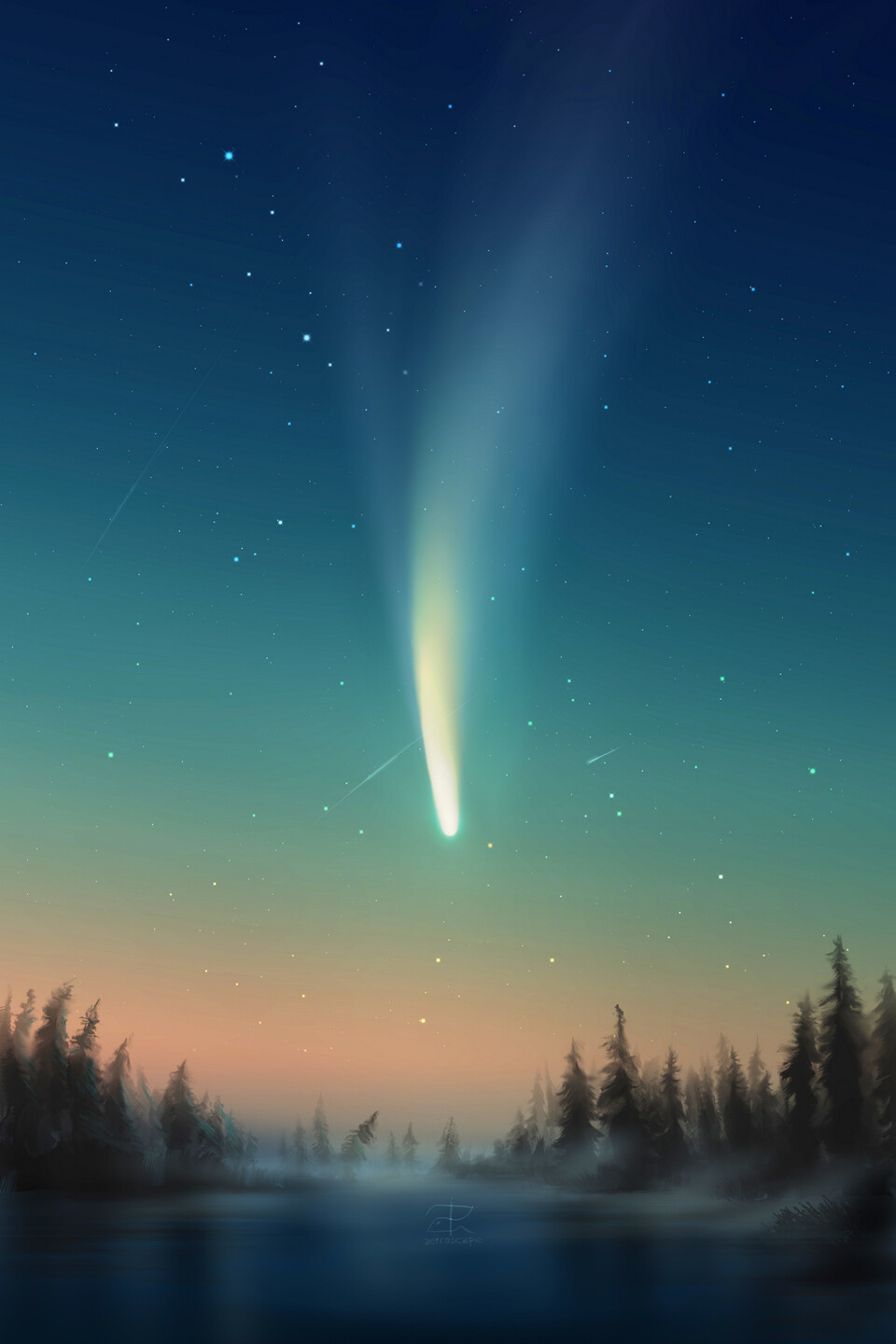 Comet Neowise above nature