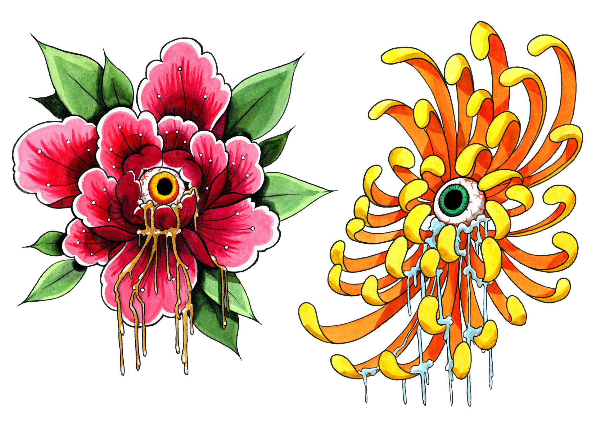 Aster September birth flower tattoo design Hardcover Journal for Sale by  InkImaginarium  Redbubble