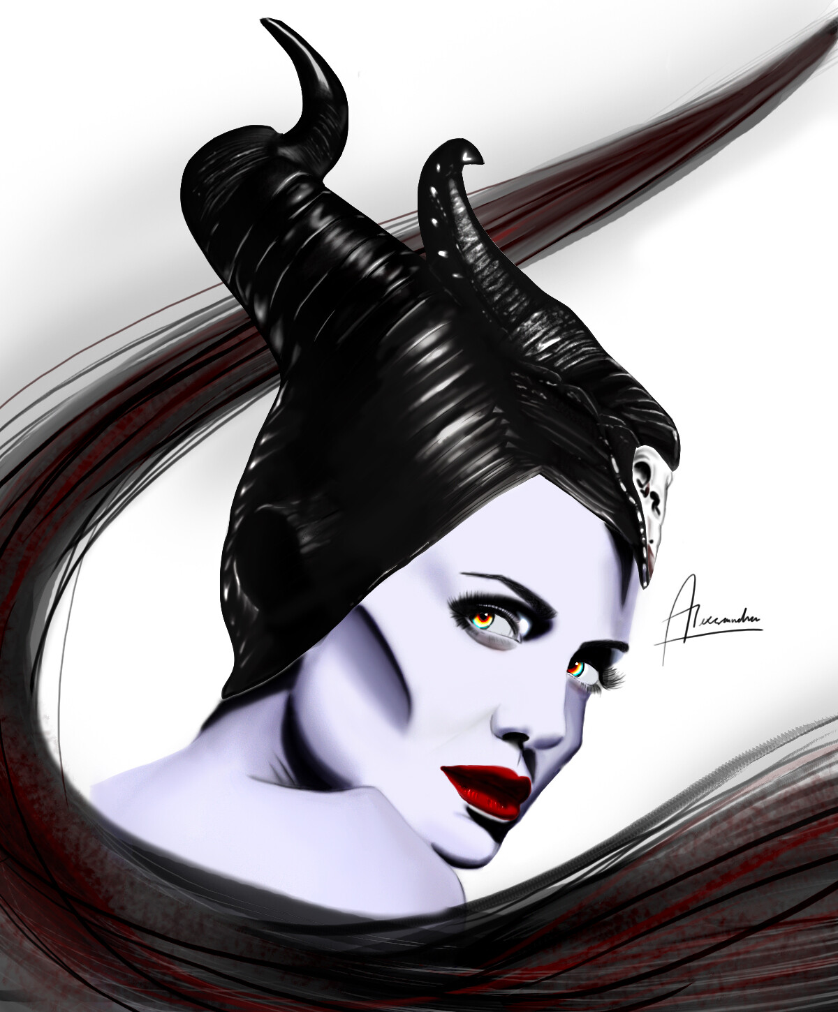 Maleficent Sketch (Original one of a kind) Drawing By Jeff Egli – Jeglipinup