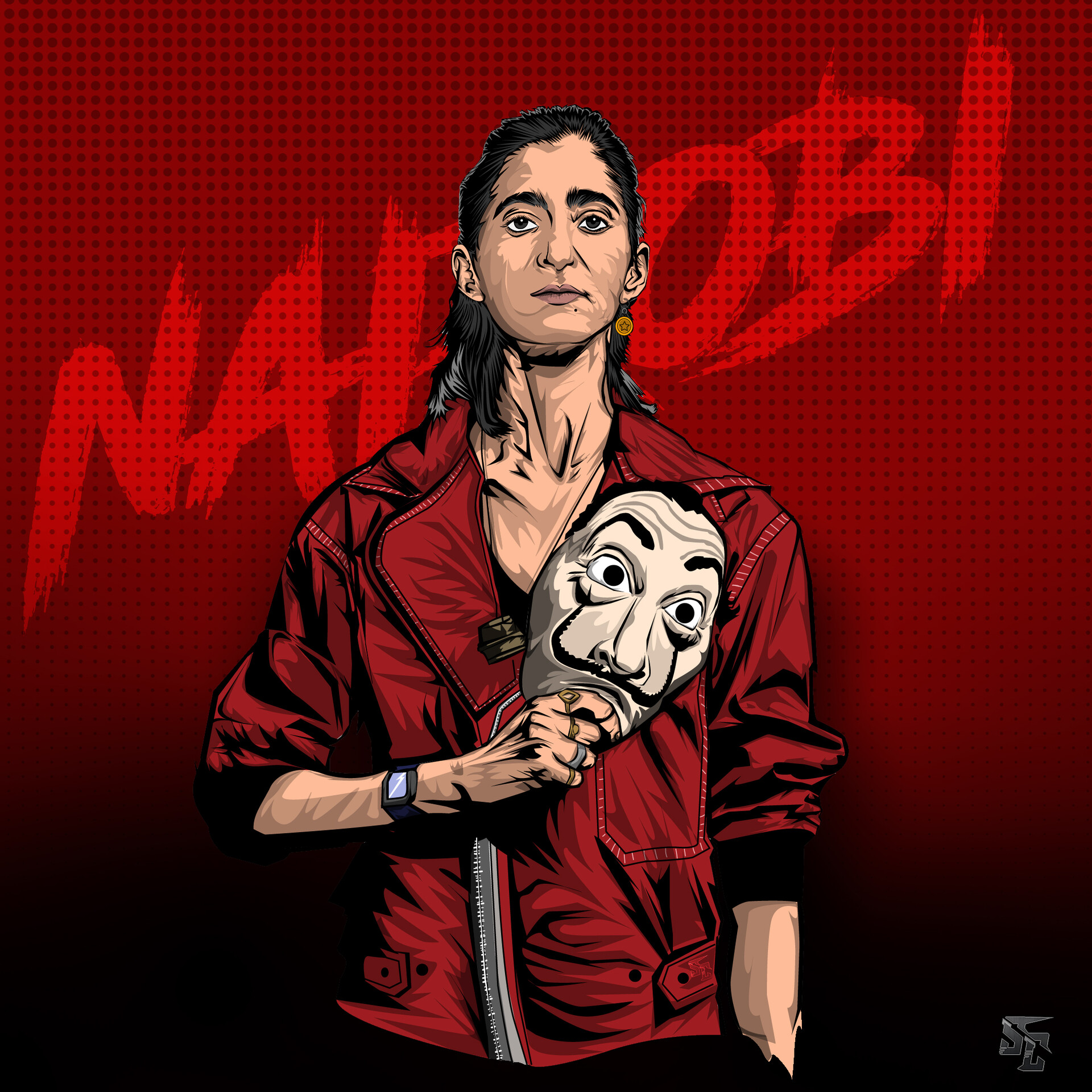 nairobi money heist vector art soumik