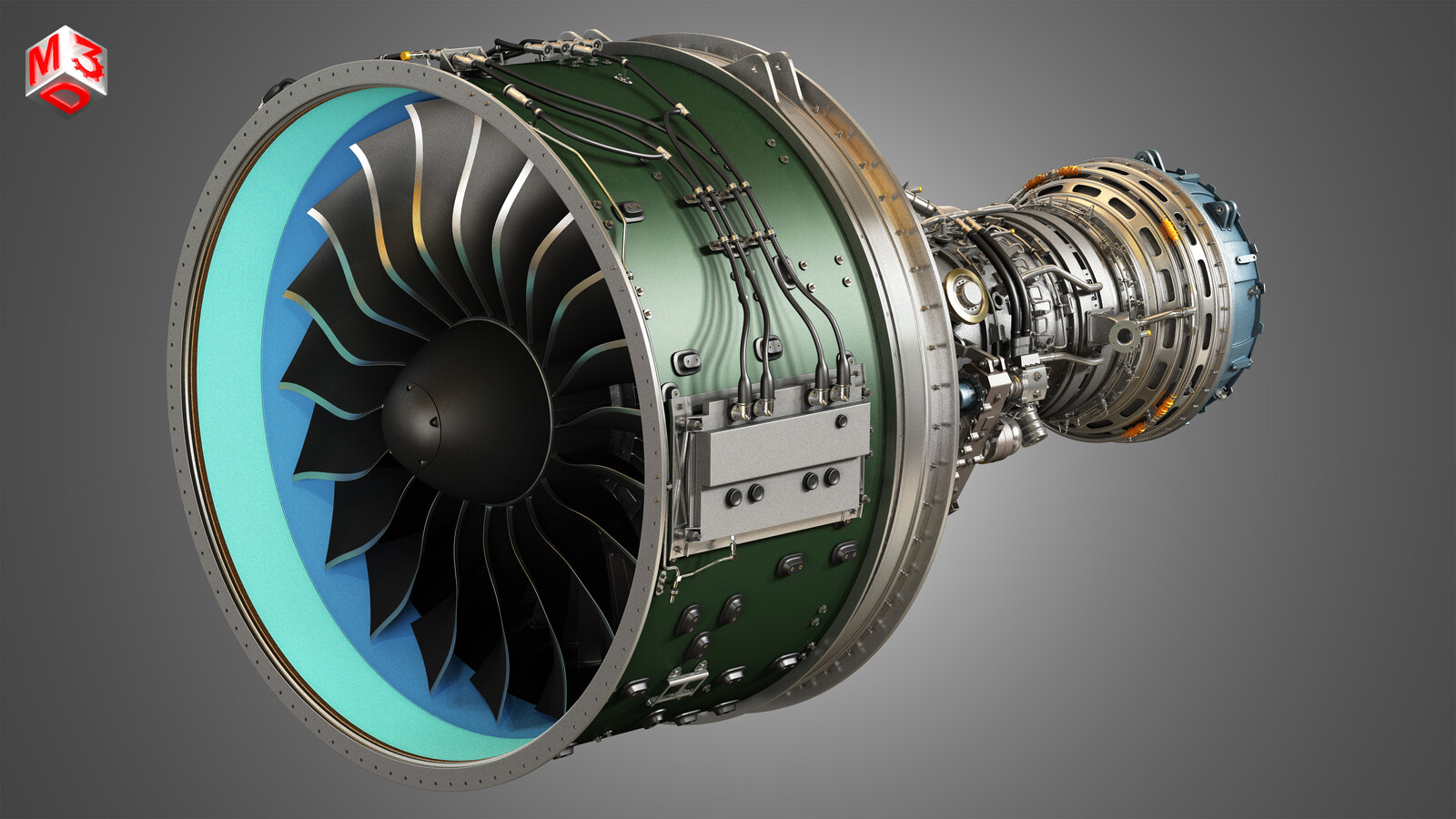 PW GTF Geared Turbofan Engine 3D model