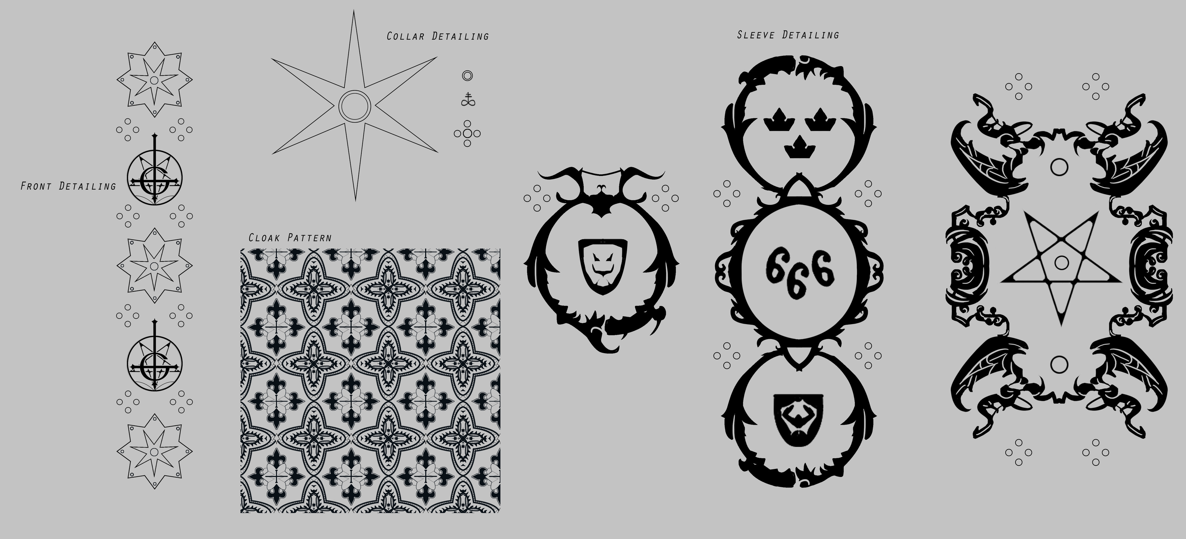 Drawn out patterns for Papa Emeritus IV's Cloak