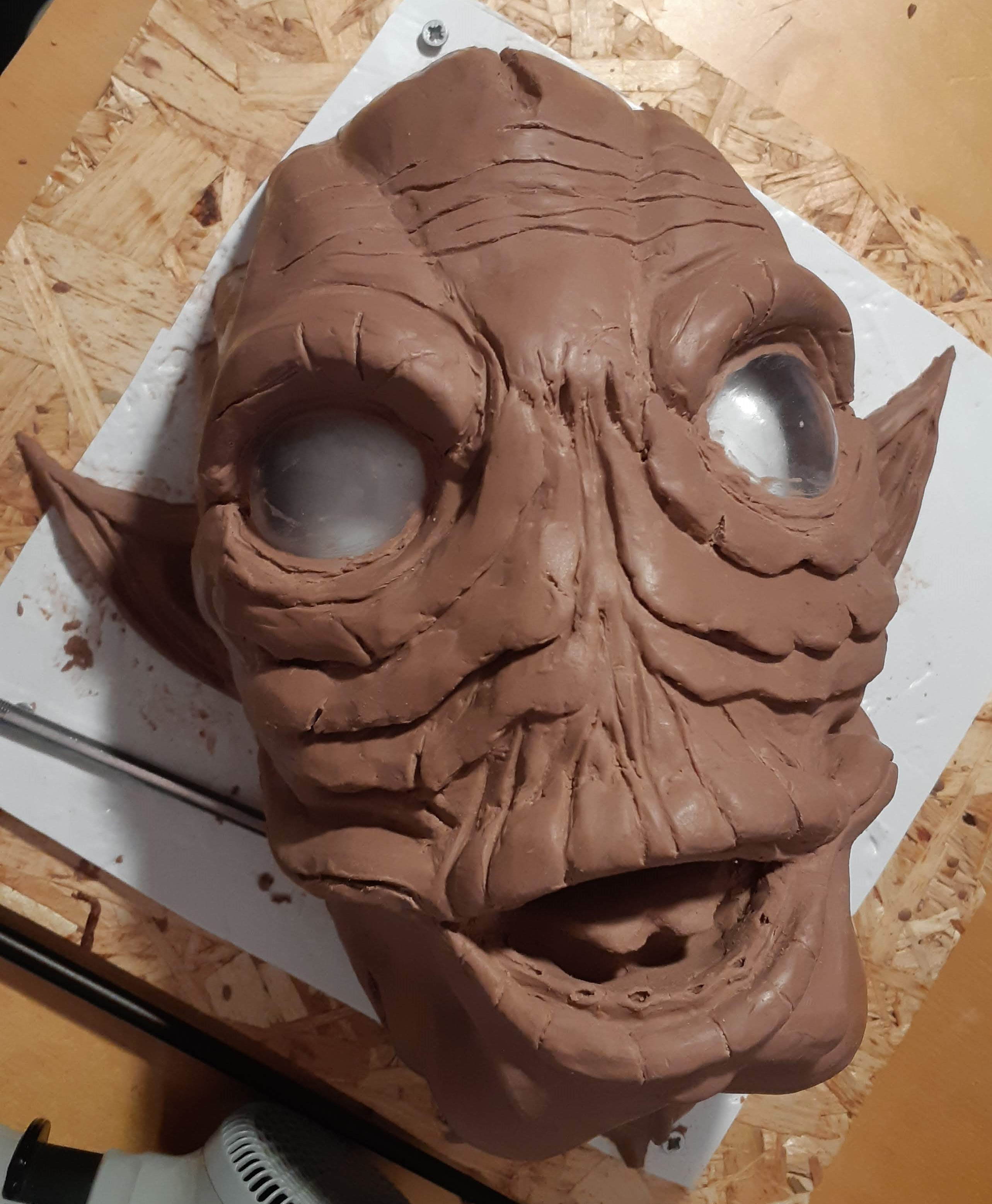 Monster Clay sculpt with vaccuformed eyes