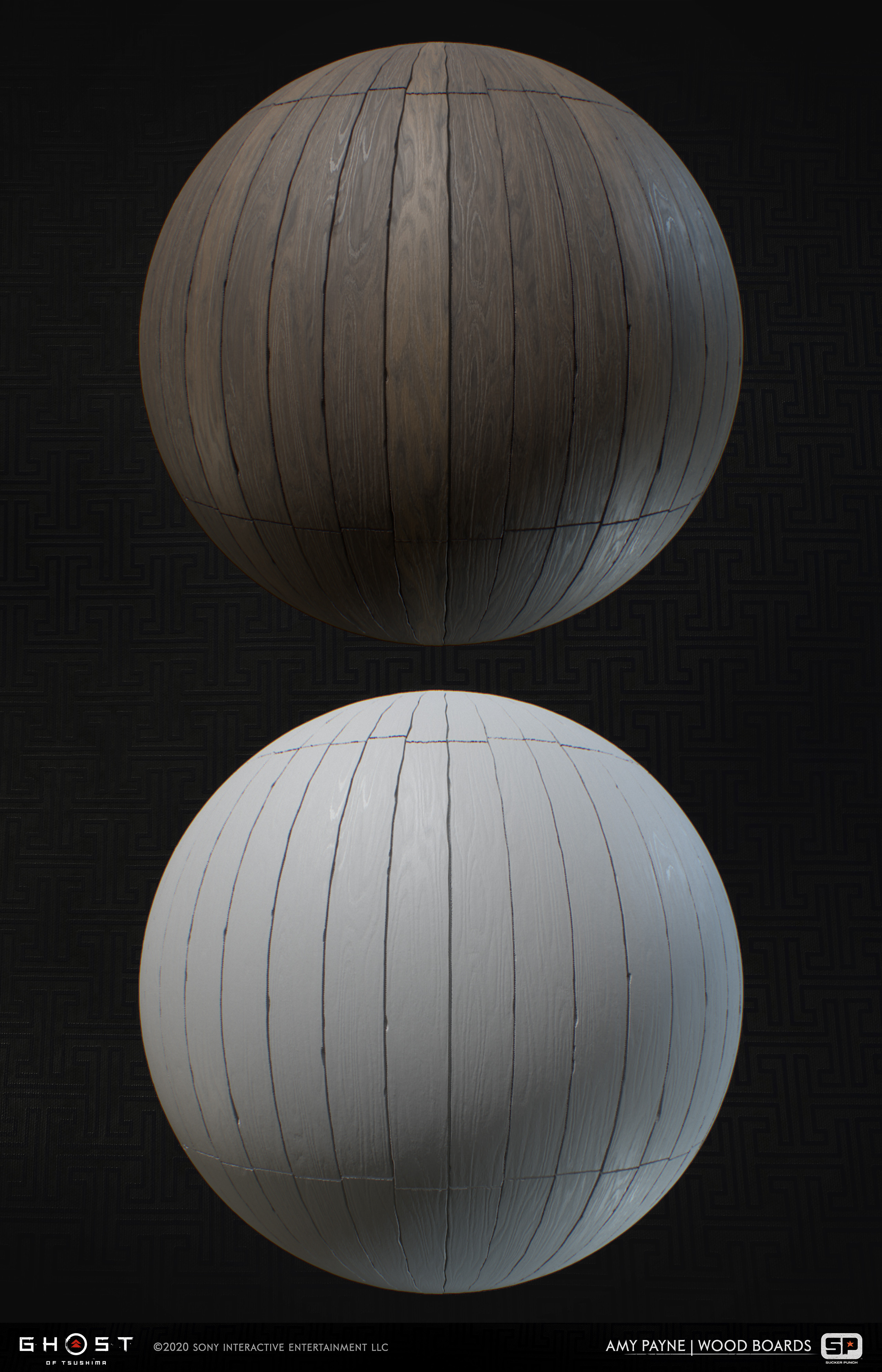 Wood material made from a global wood generator I made for the project. Used throughout multiple buildings in the game. 100% Substance Designer.