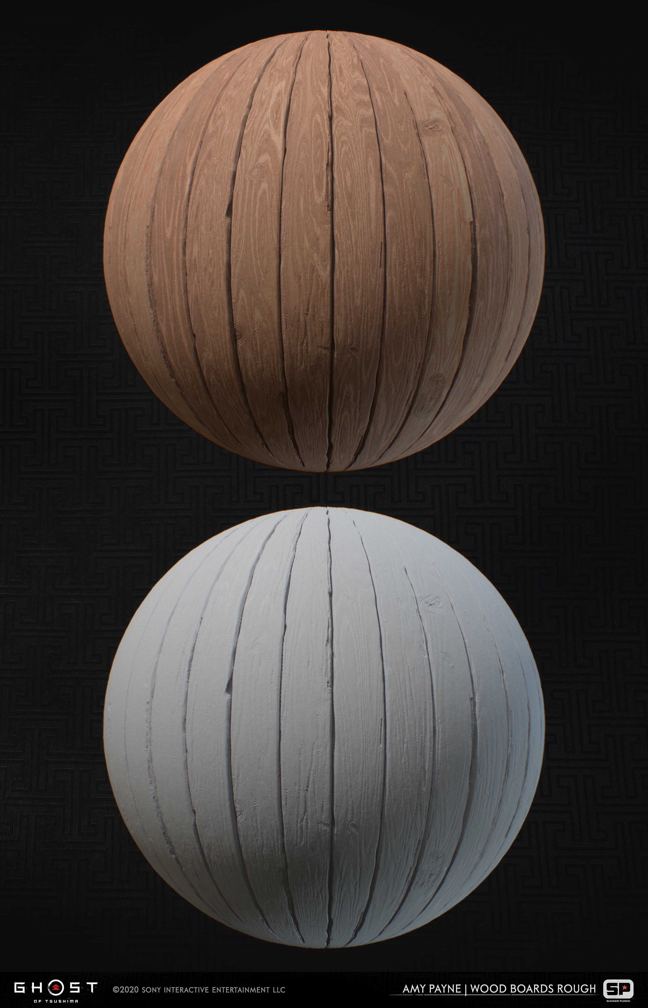 Wood material made from the same global wood generator I made for the project. Used throughout multiple buildings in the game. 100% Substance Designer.