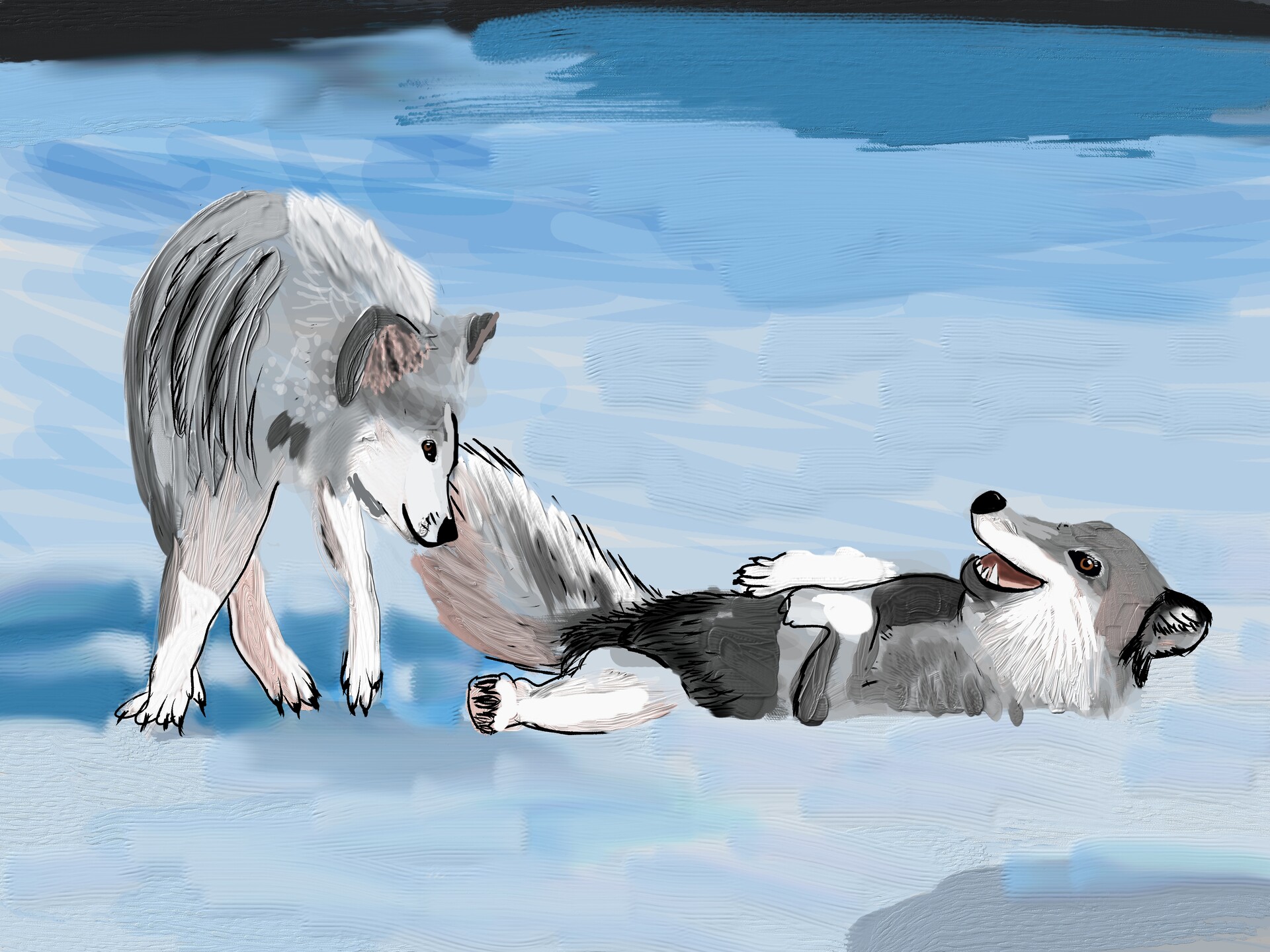 ArtStation Wolves Playing