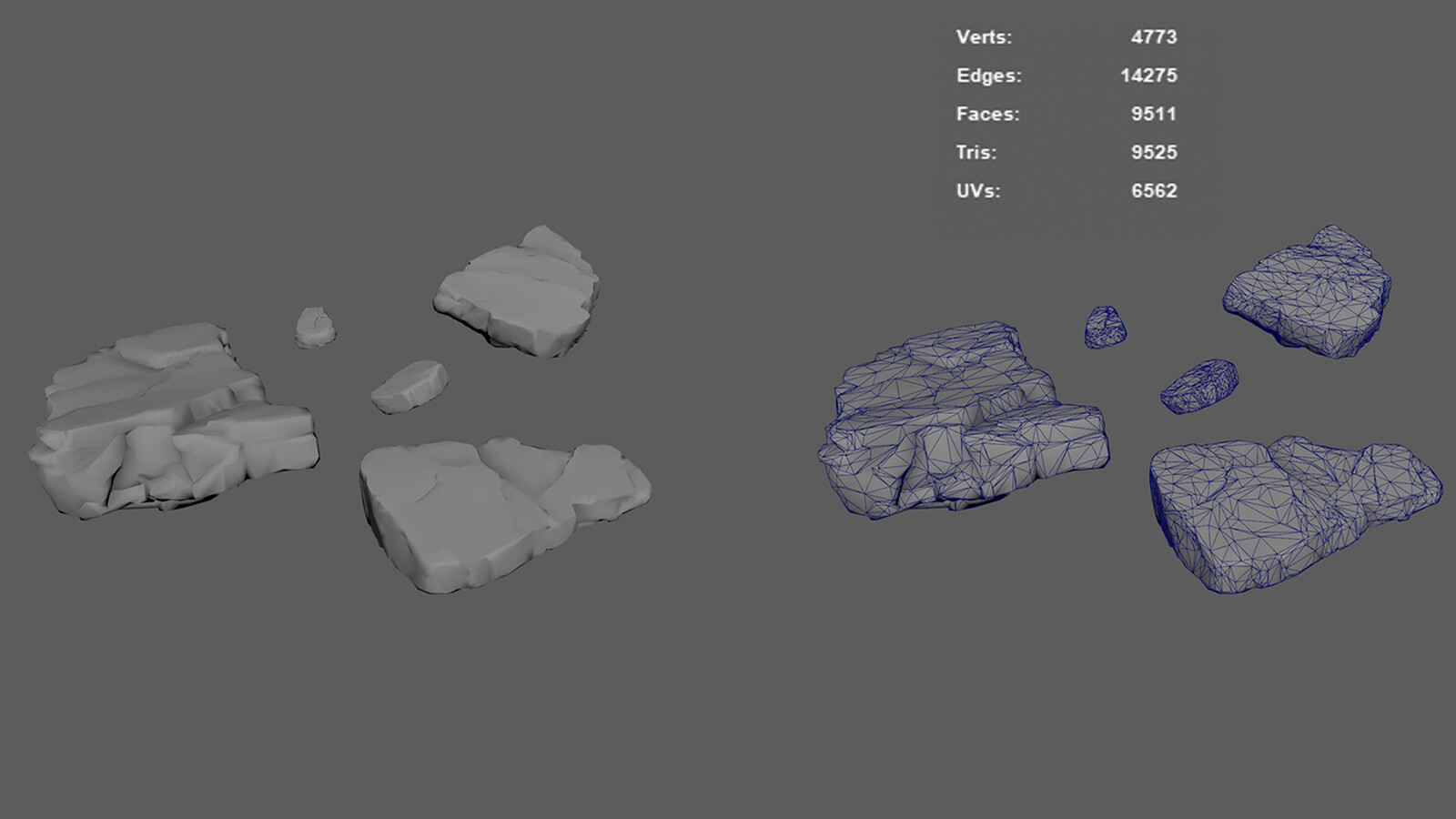 Total Polycount for all 5 Hero Rocks