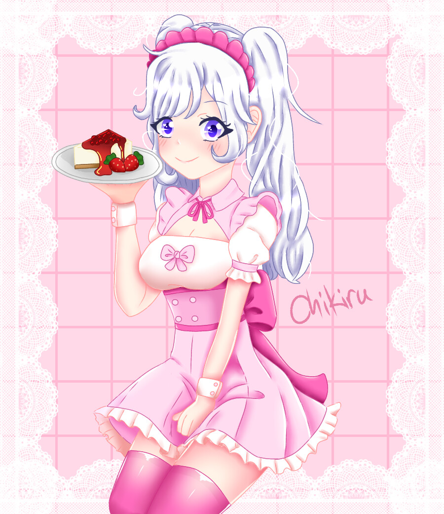 Artstation Lily The Pink Maid Chiki Ru Wallpaper anime maid girl, pink hair, elf ears, maid. artstation lily the pink maid chiki ru