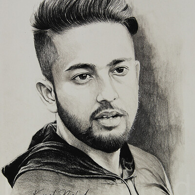 Kamal nishx a handsome guy pencil charcoal sketch by artist kamal nishx 91 9501247988 91 9331339336