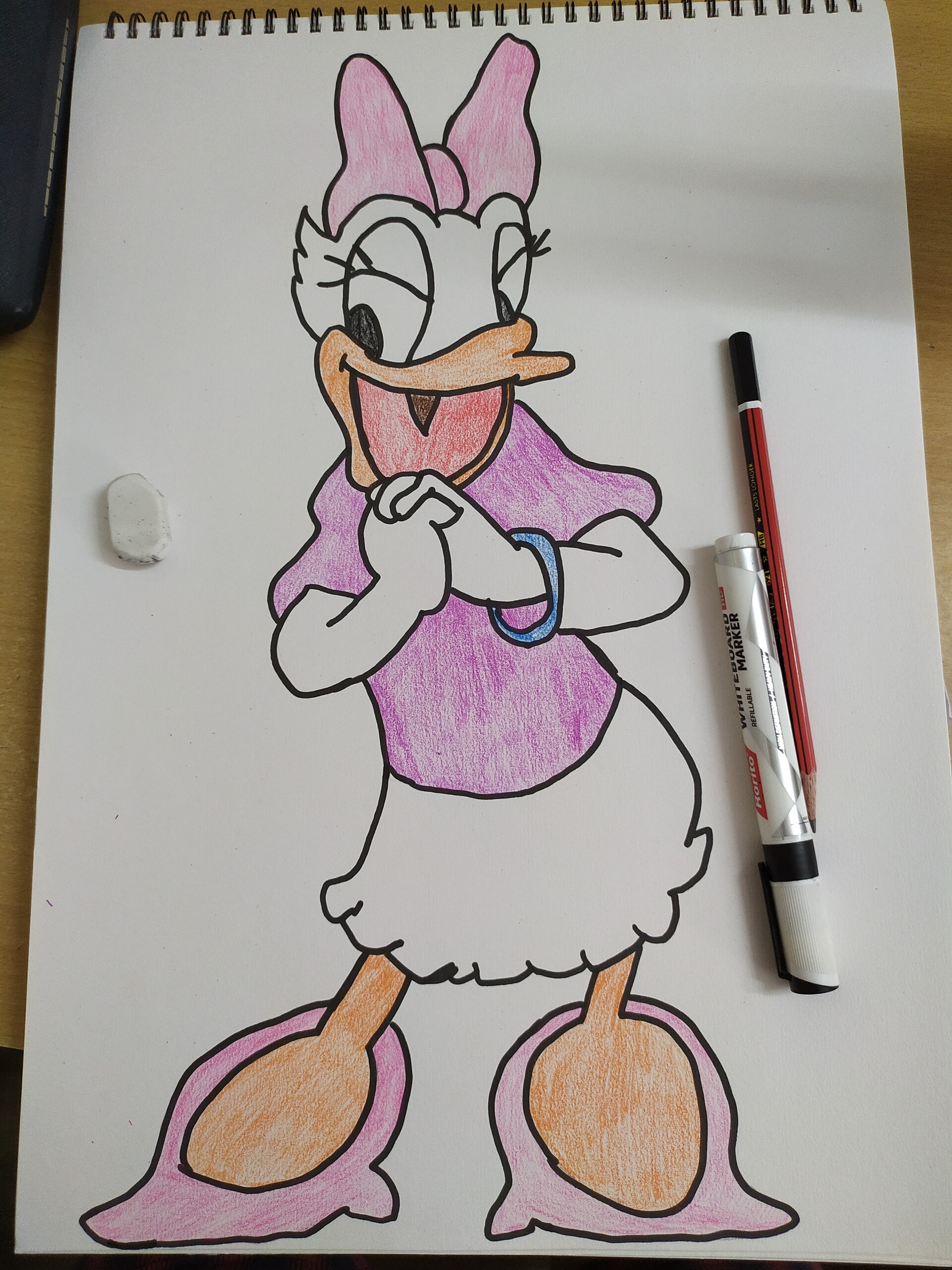 Daisy Duck Drawing With Color by Rick Farmiloe 6 3/4